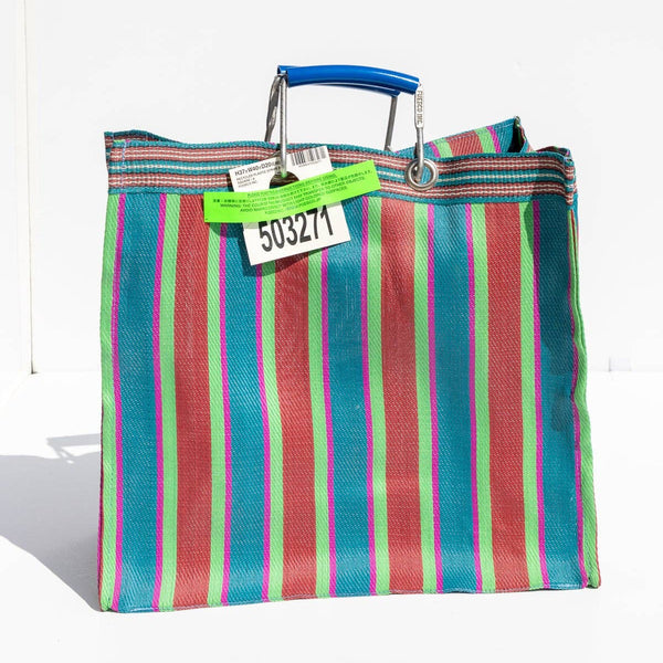 Recycled Plastic Stripe Bag - Red & Blue