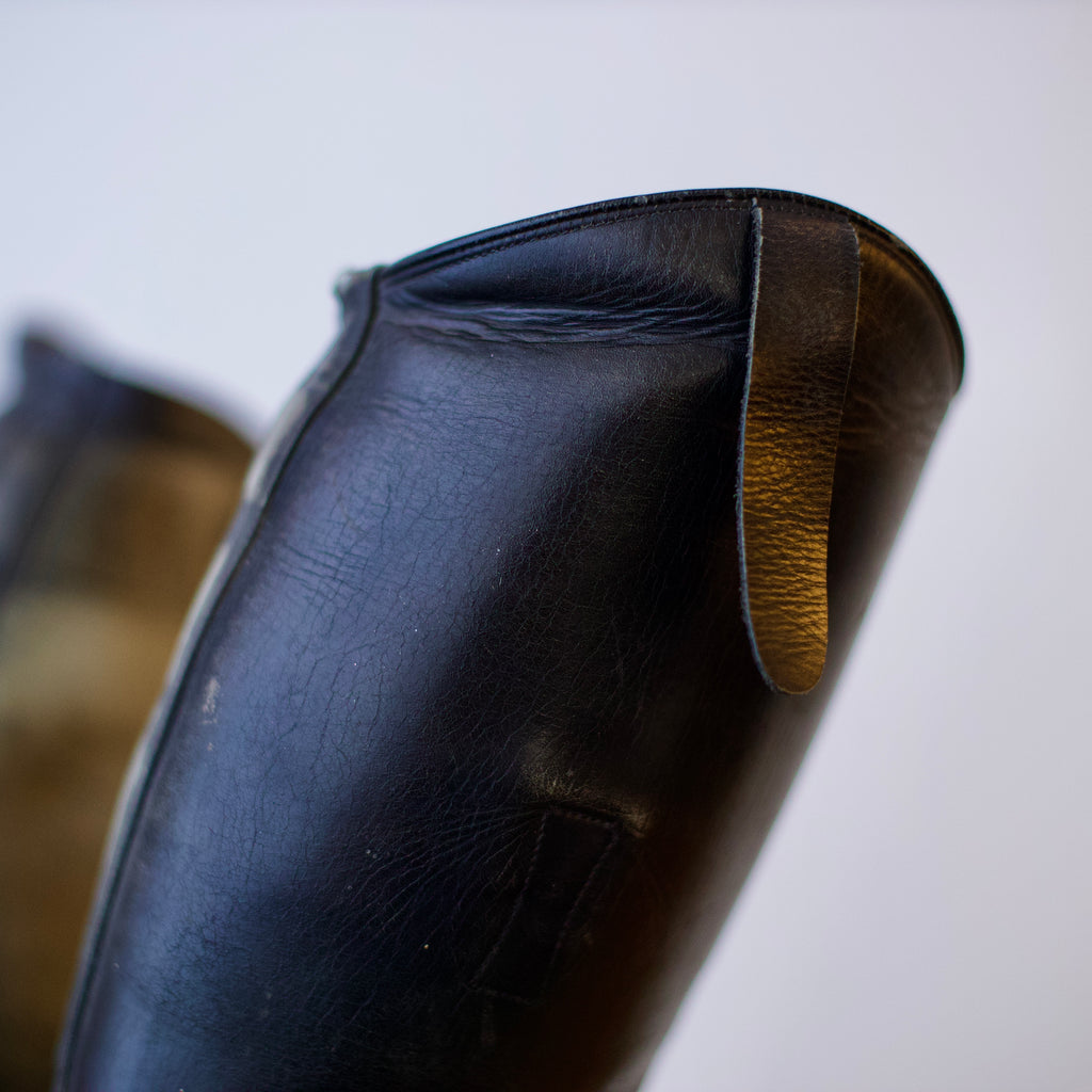 Vintage Biltrite Patina Black Leather Riding Boots 7-7.5W
