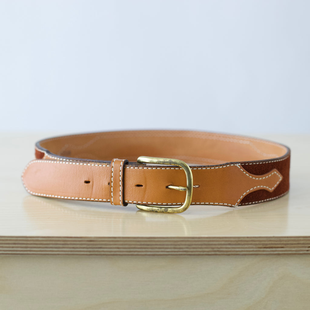 M Vintage Circle Y Western belt leather belt with suede detail