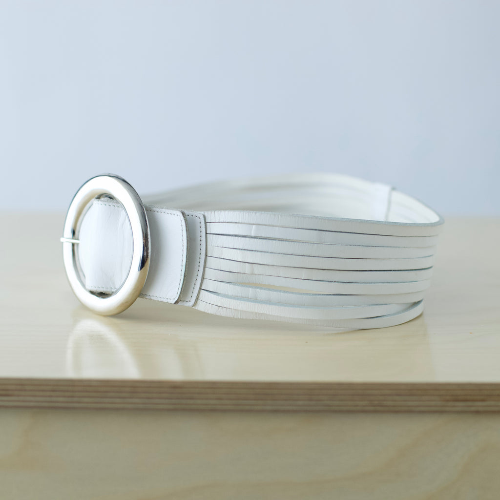 XS/S Vintage white leather multi-strand belt by Joan & David