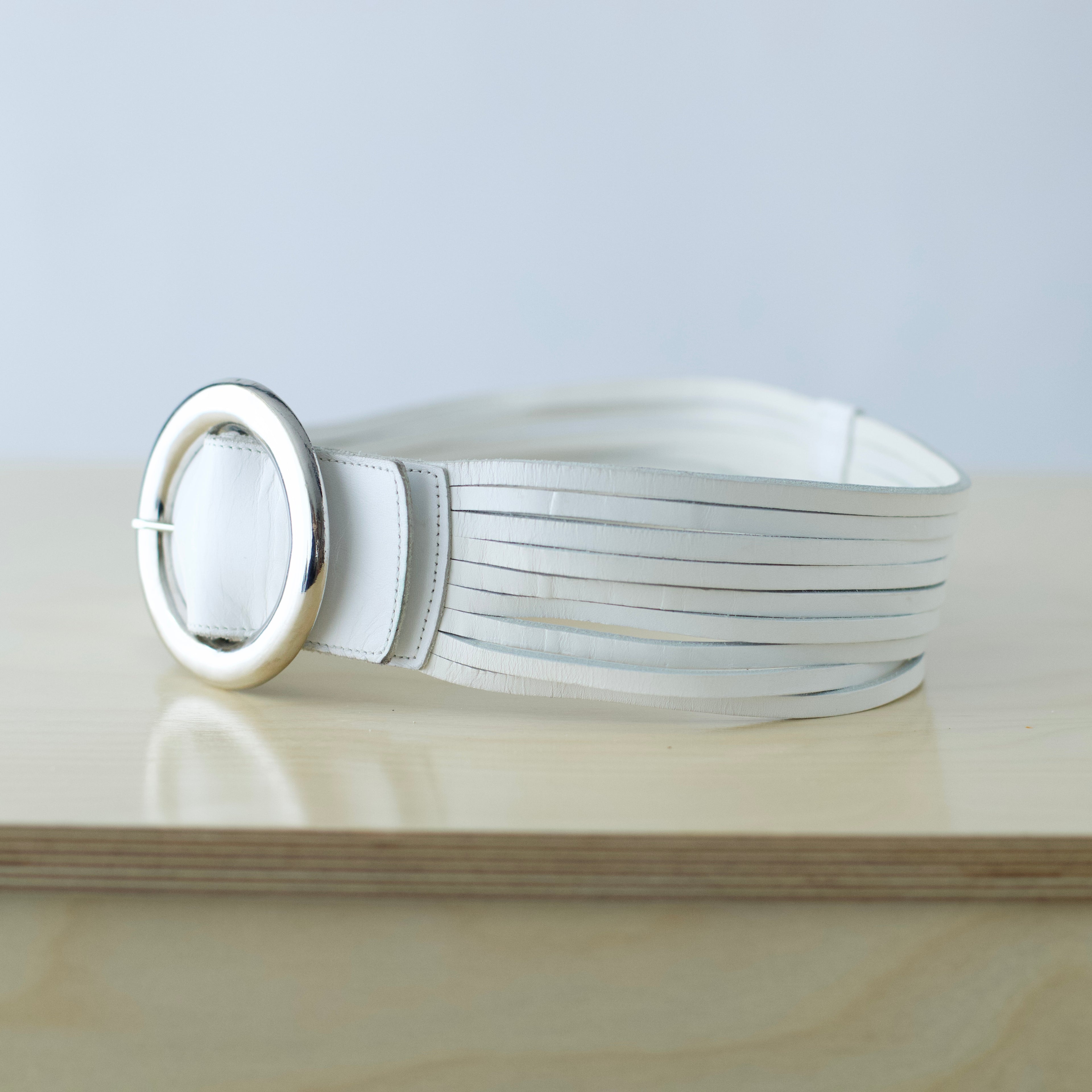 XS/S Vintage white leather multi-strand belt by Joan & David