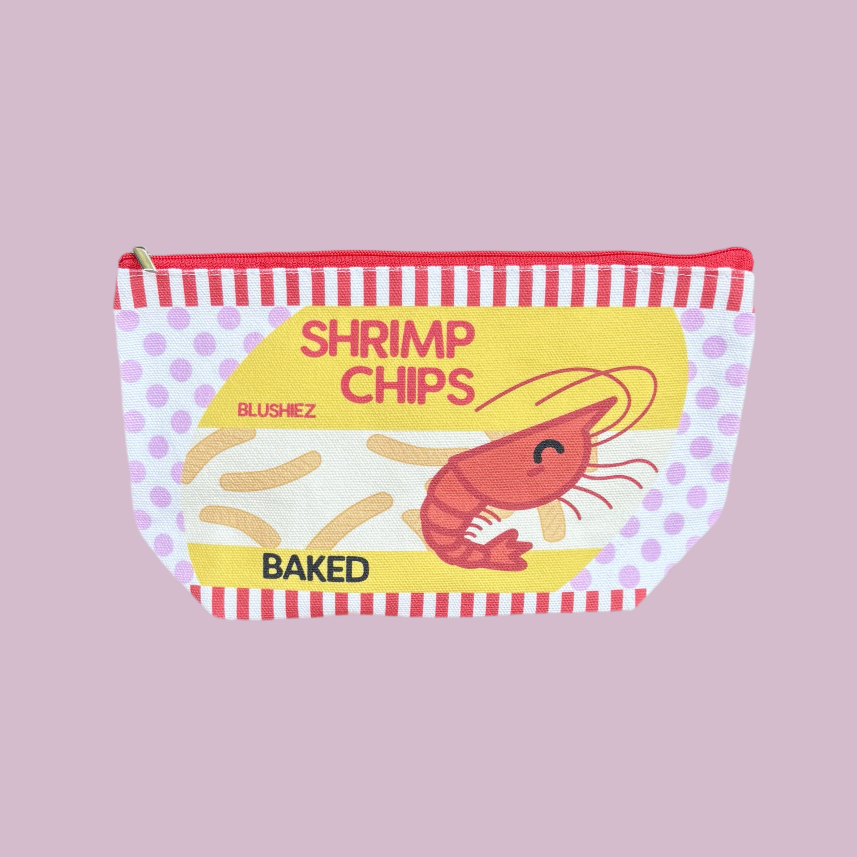 Blushiez Shrimp Chips Zippered Canvas Pouch