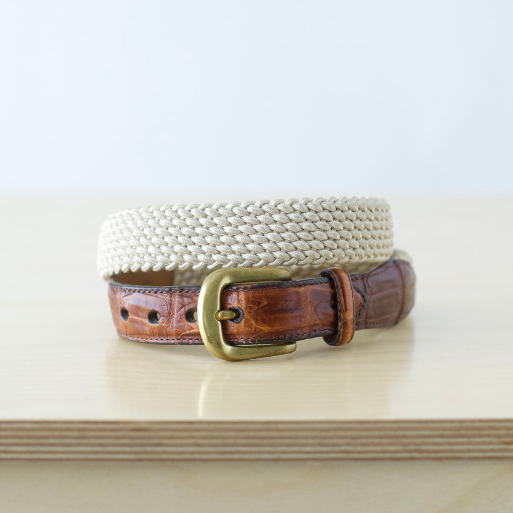 Kids L/XL Brighton elastic cord and crock-embossed leather belt
