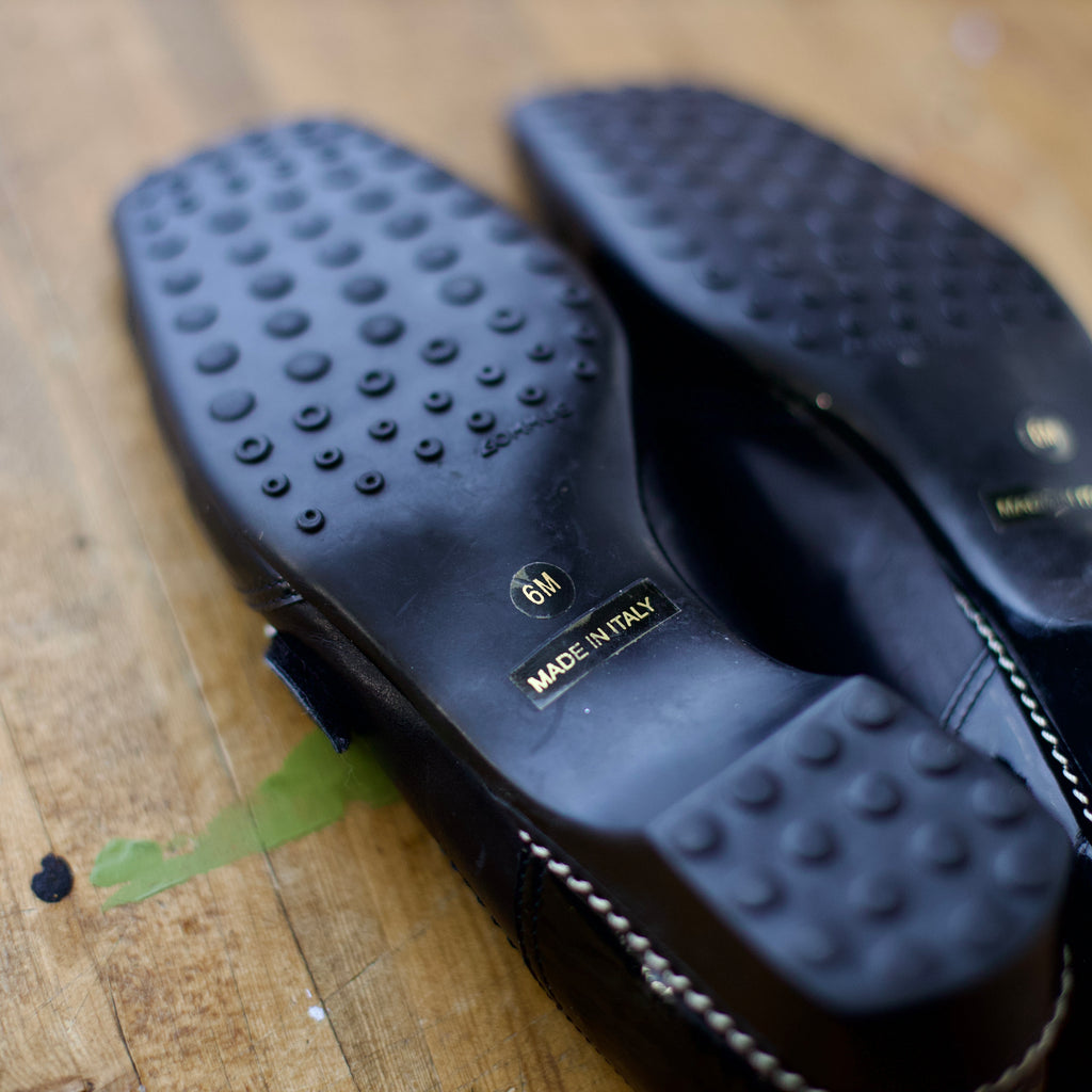 Vintage Meucci Italy Black Leather Loafers 6W