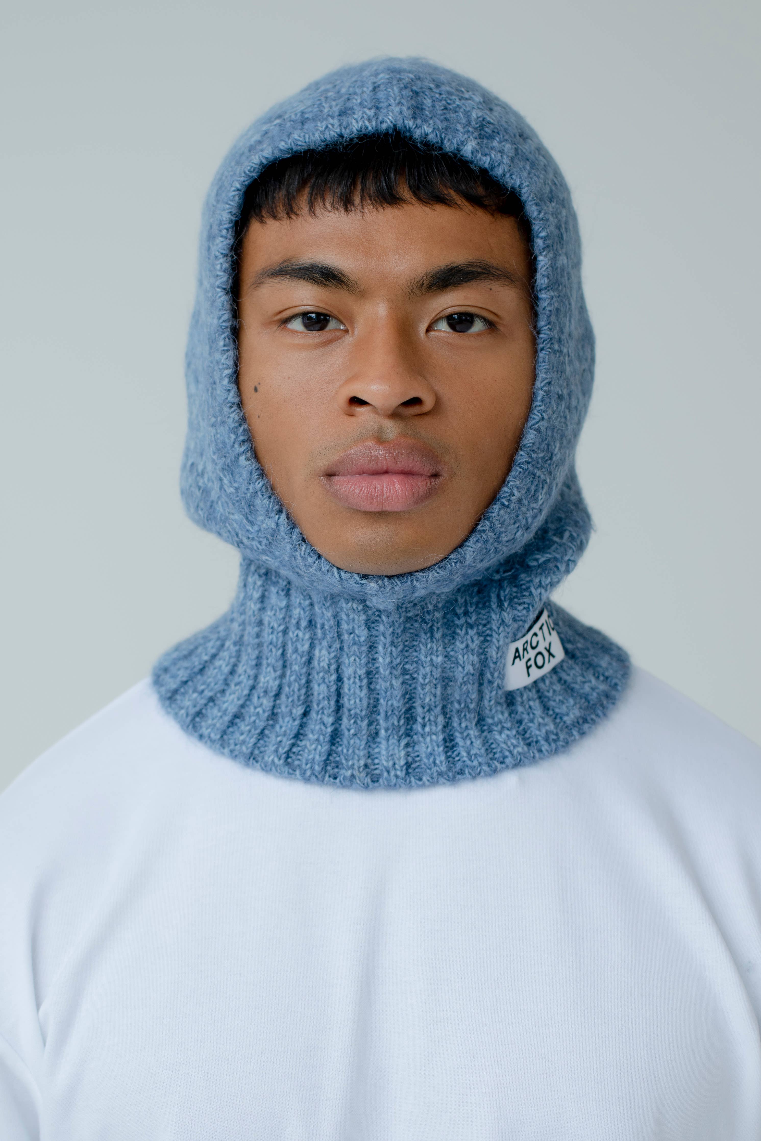 Alpaca Balaclava Fitted Hood - Glacier Blue
