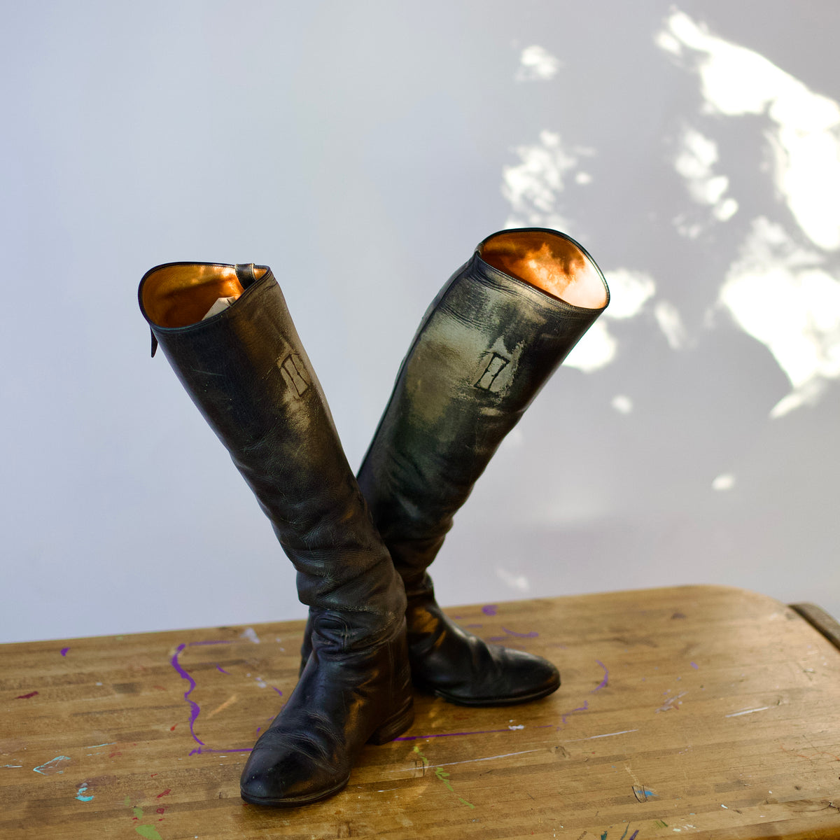 Vintage Biltrite Patina Black Leather Riding Boots 7-7.5W