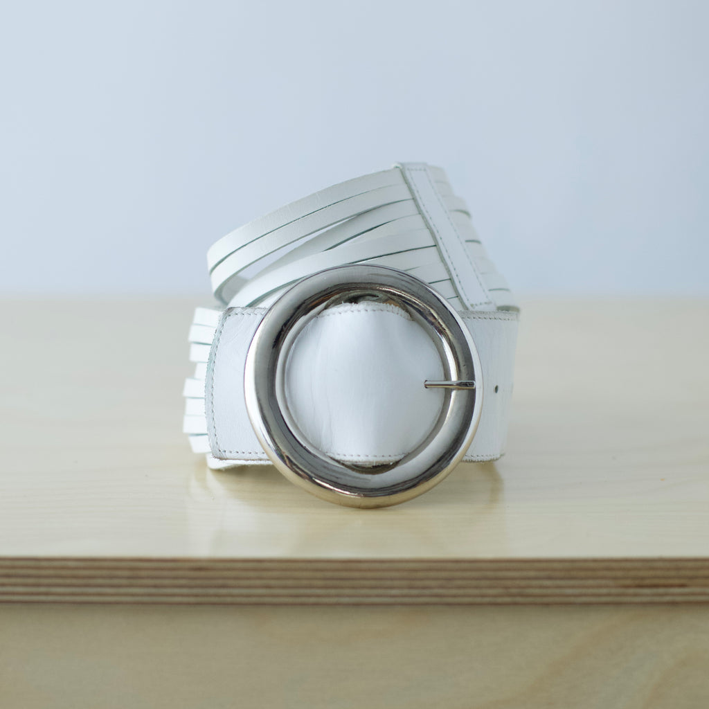 XS/S Vintage white leather multi-strand belt by Joan & David