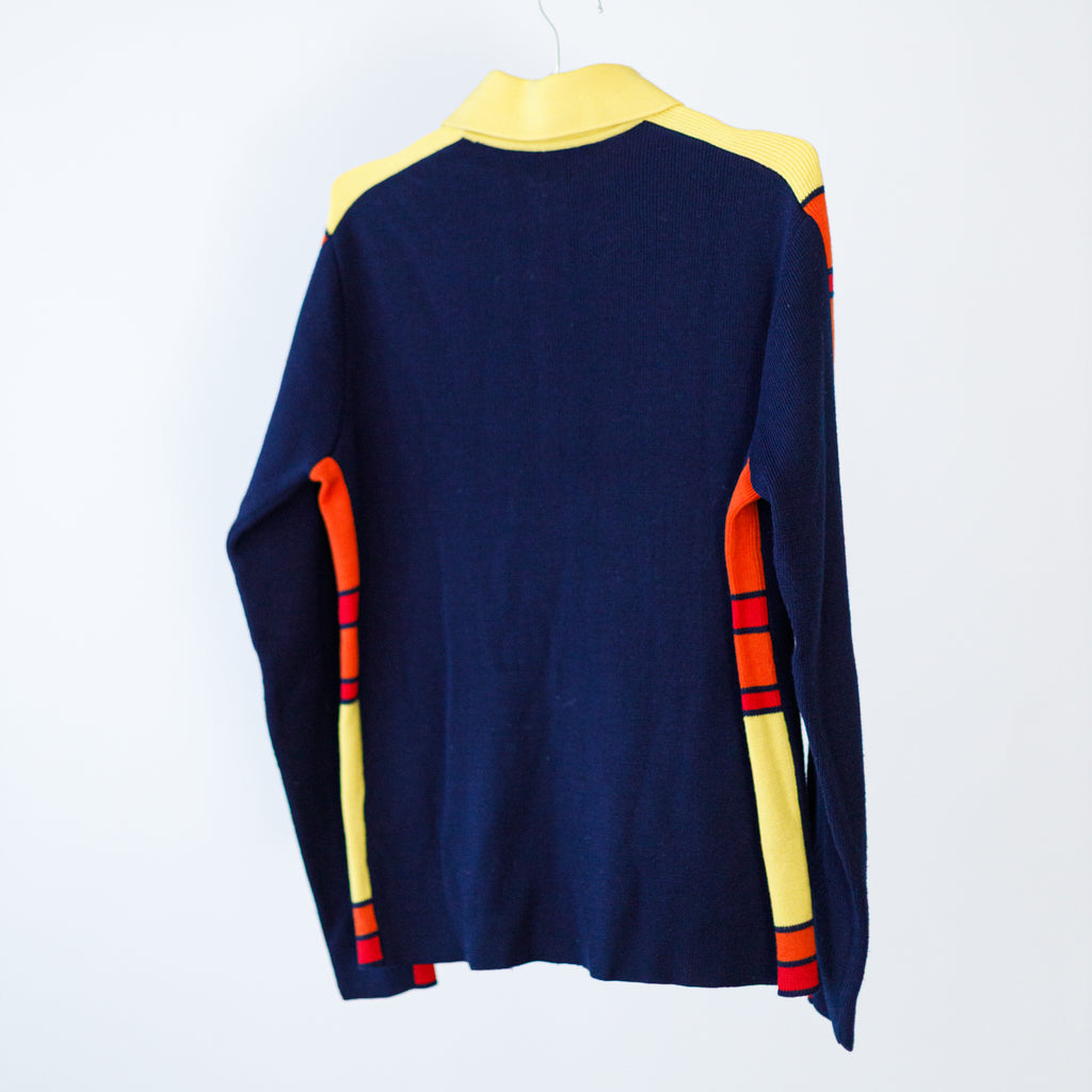 Vintage Retro Knit Long-Sleeve Wool Sweater Marked XL