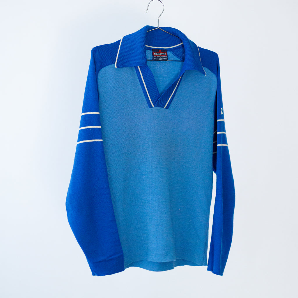 Vintage Retro Knit Long-Sleeve Wool Sweater Marked XL