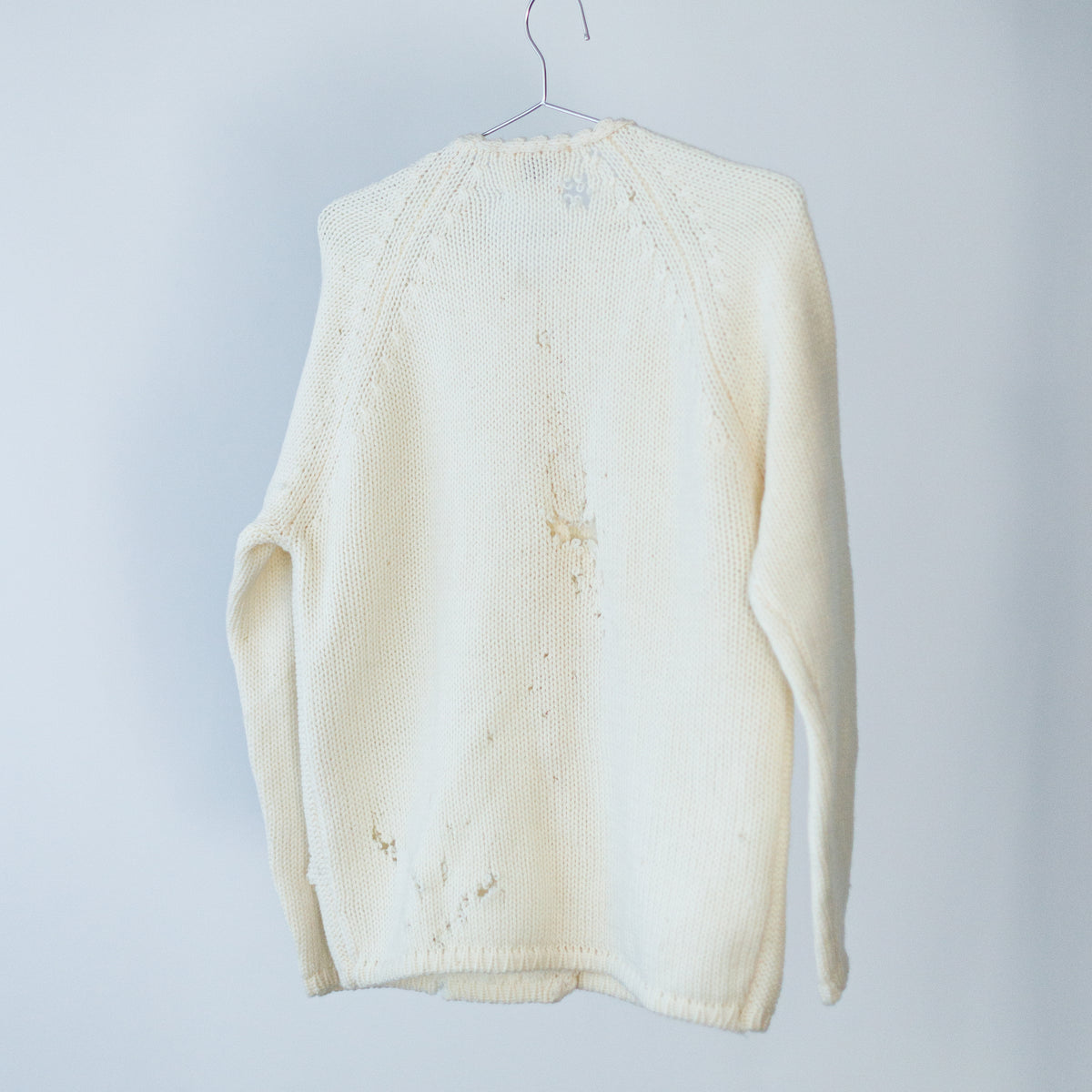 Vintage Cream Wool Hand Loomed Cardigan Marked L