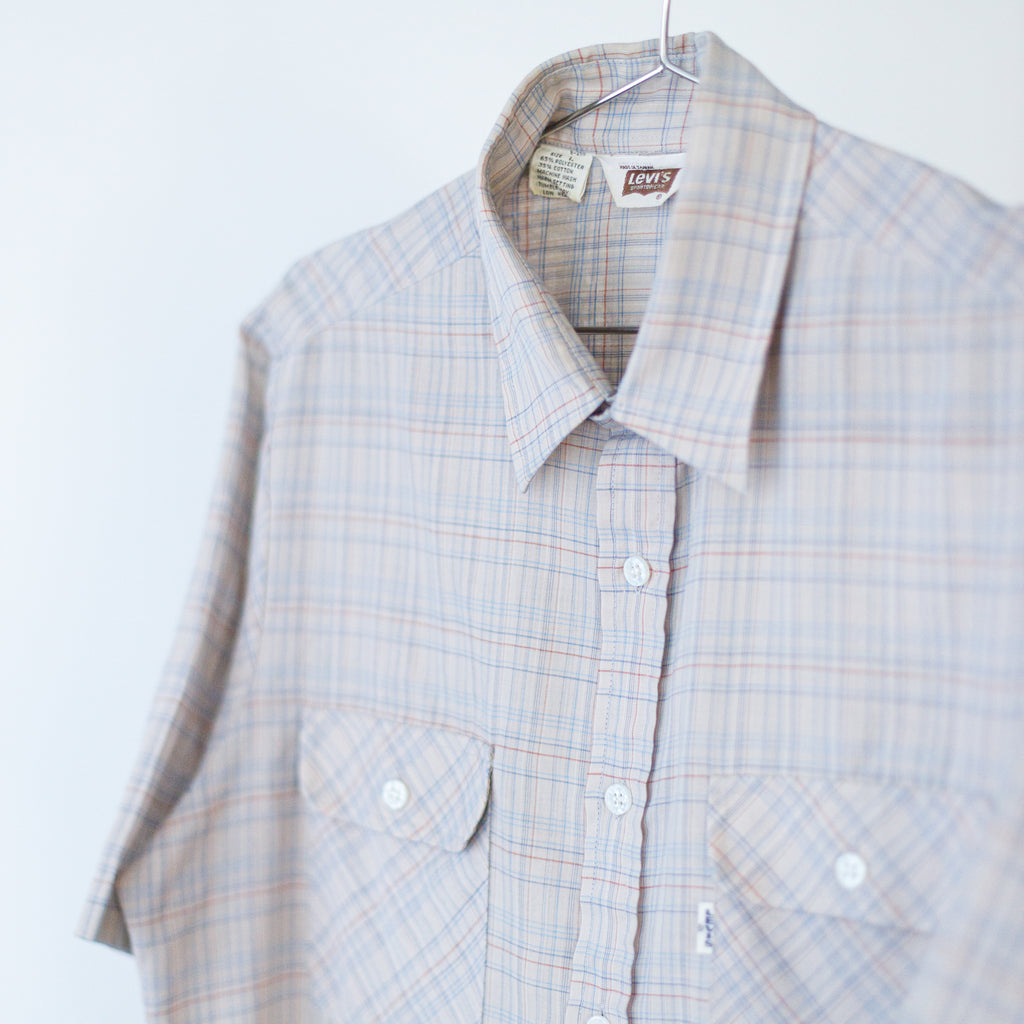 Vintage Levi Sportswear Plaid Button Down Shirt Mens L