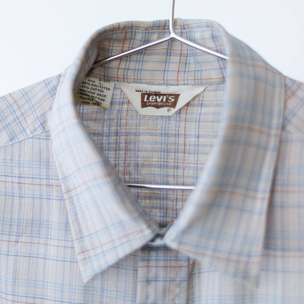Vintage Levi Sportswear Plaid Button Down Shirt Mens L