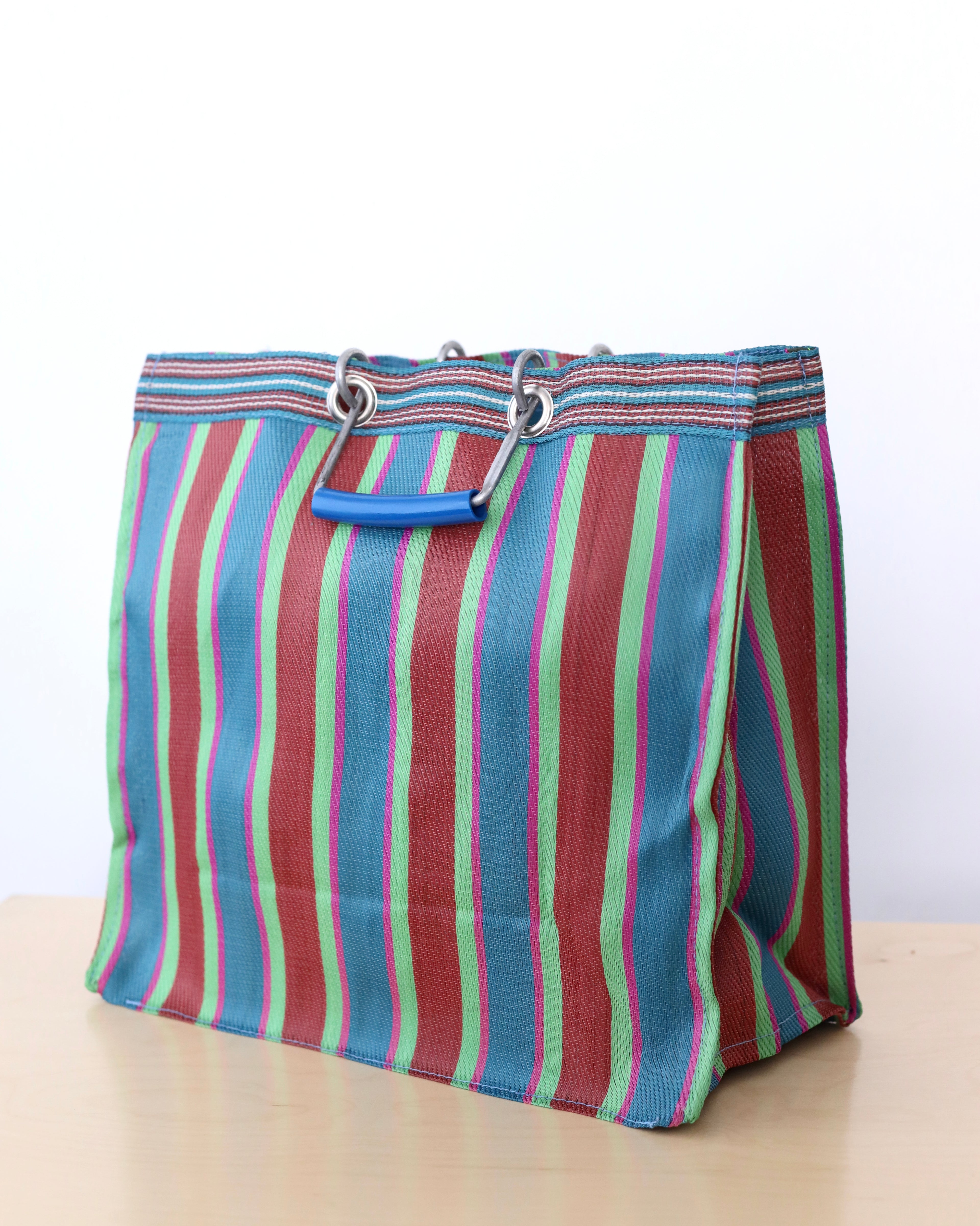 Puebco Recycled Plastic Stripe Bag - Blue & Red