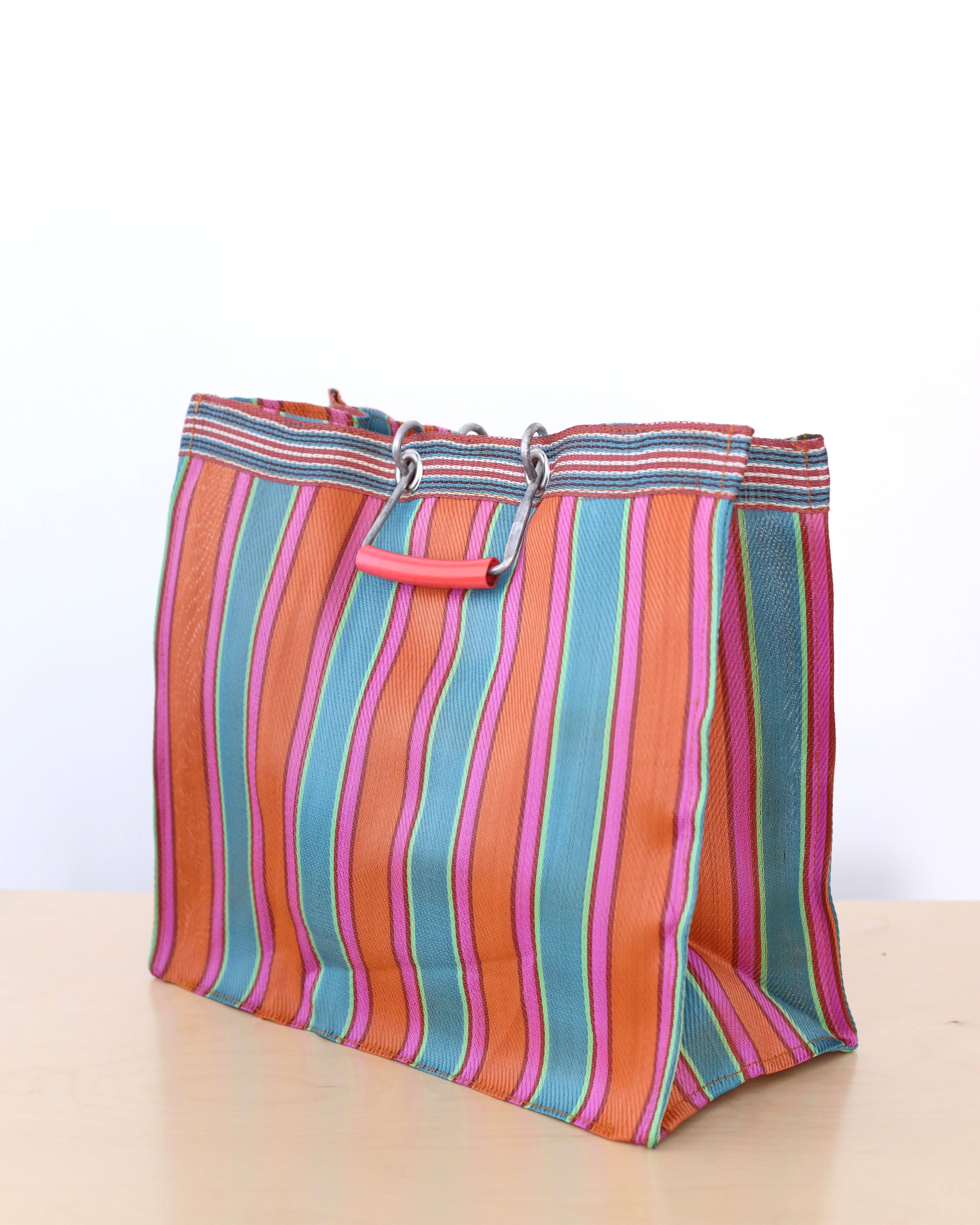 Puebco Recycled Plastic Stripe Bag - Orange & Blue