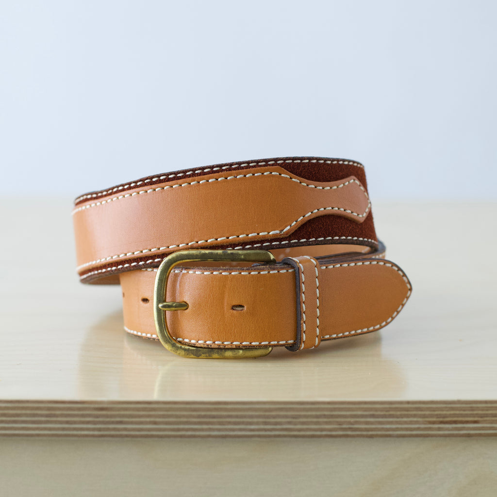 M Vintage Circle Y Western belt leather belt with suede detail