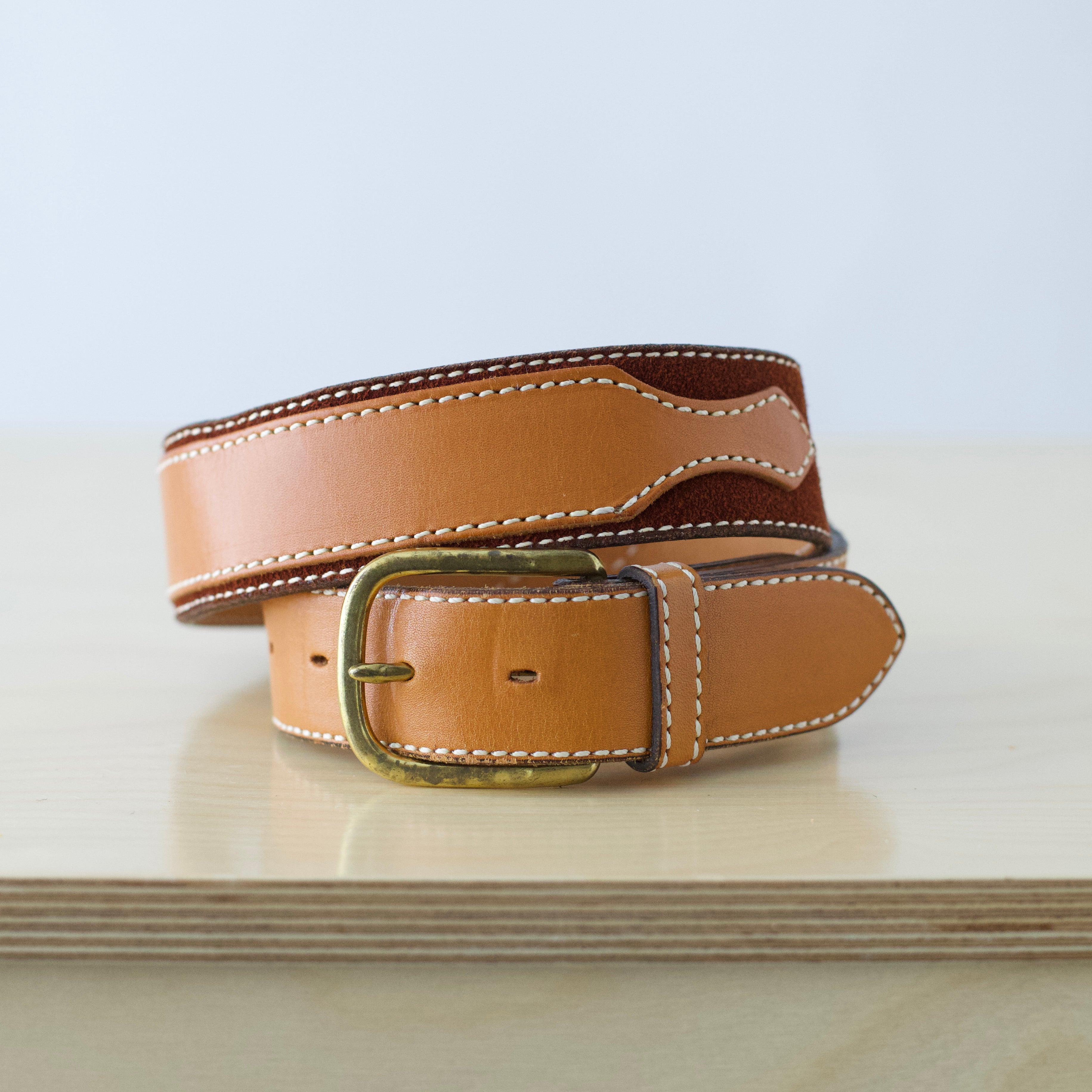 M Vintage Circle Y Western belt leather belt with suede detail