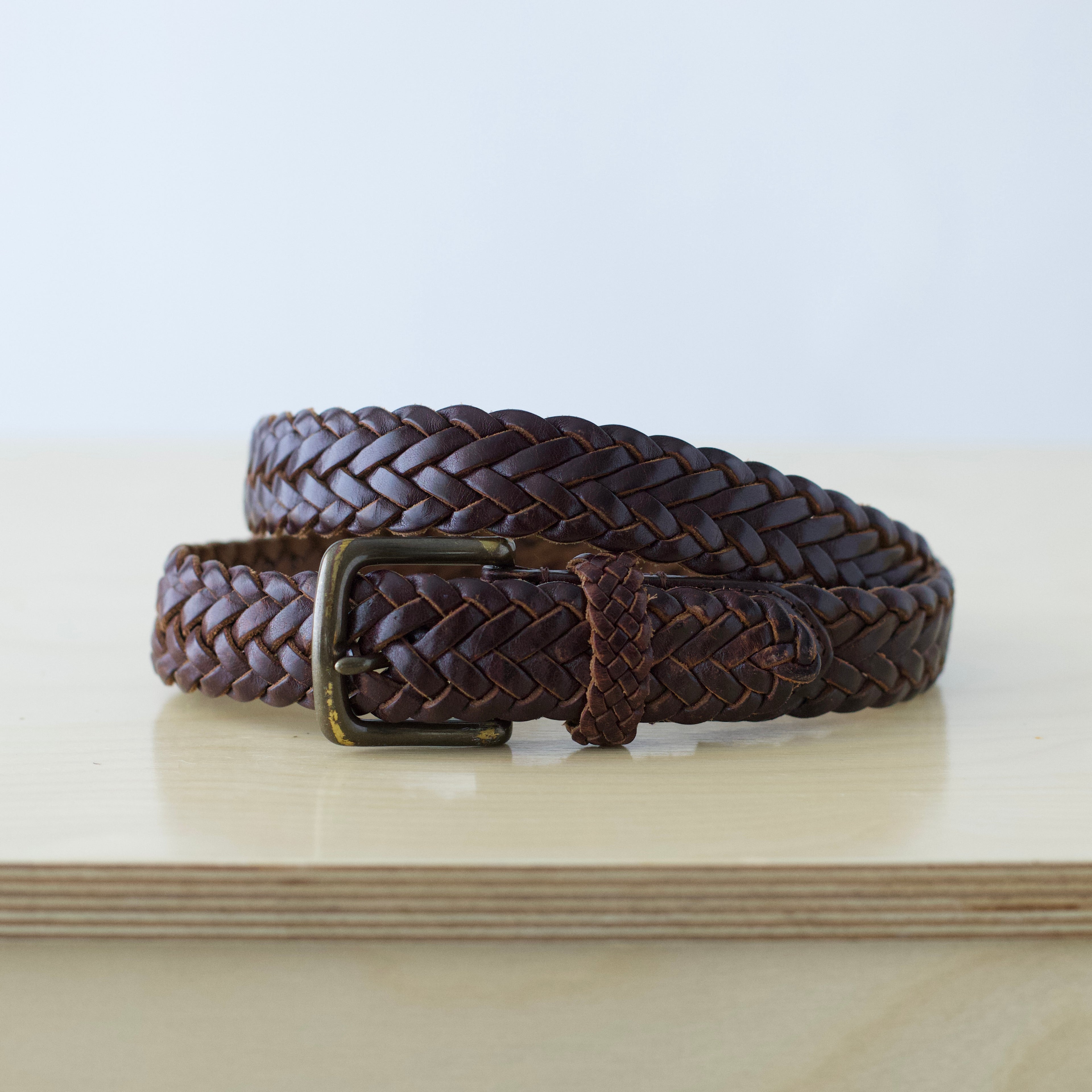 XL/XXL Vintage Orvis genuine leather dark brown braided belt