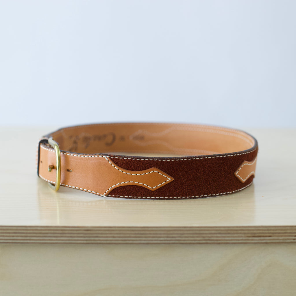 M Vintage Circle Y Western belt leather belt with suede detail