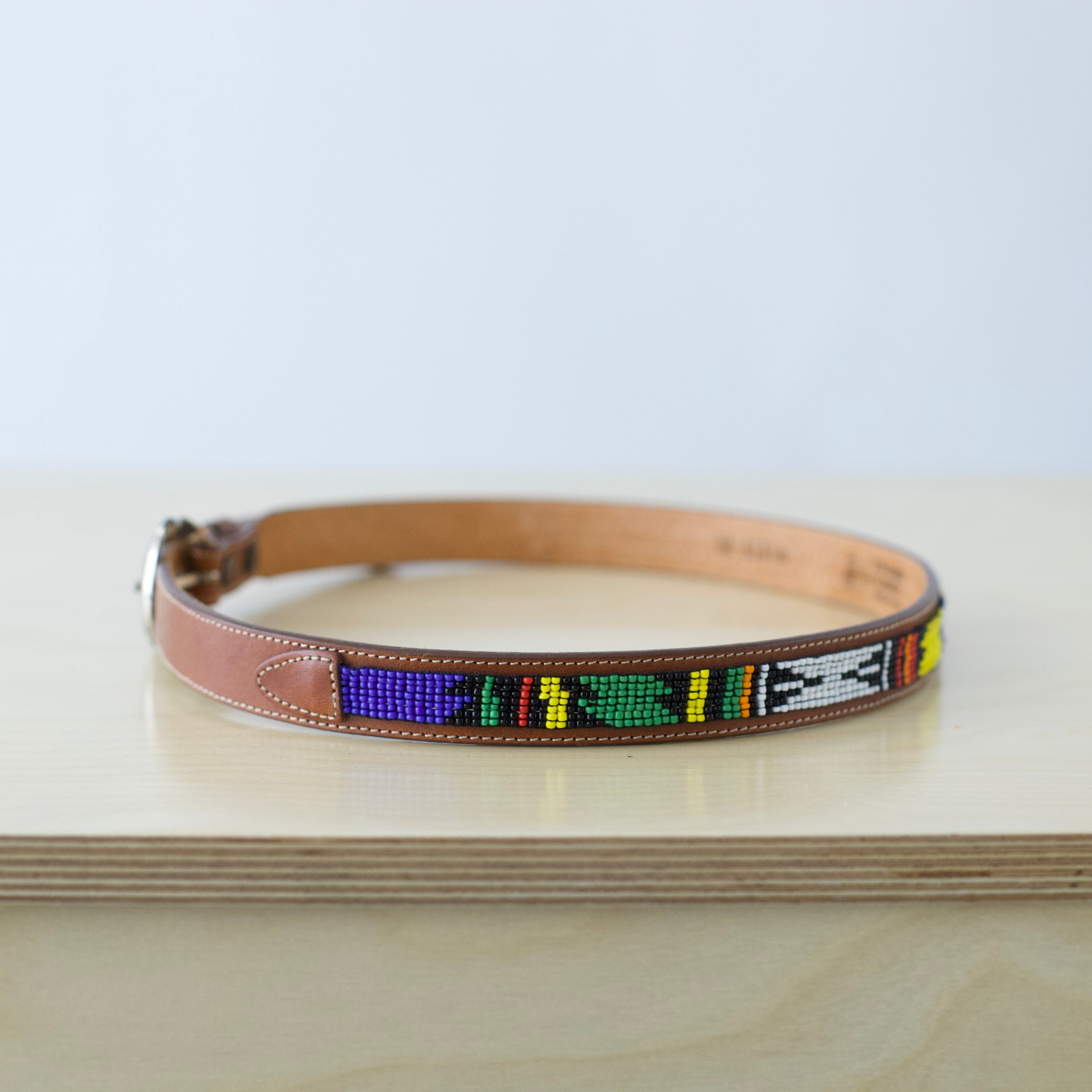 M Vintage western genuine leather beaded belt