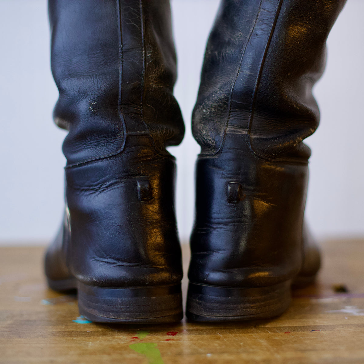 Vintage Biltrite Patina Black Leather Riding Boots 7-7.5W