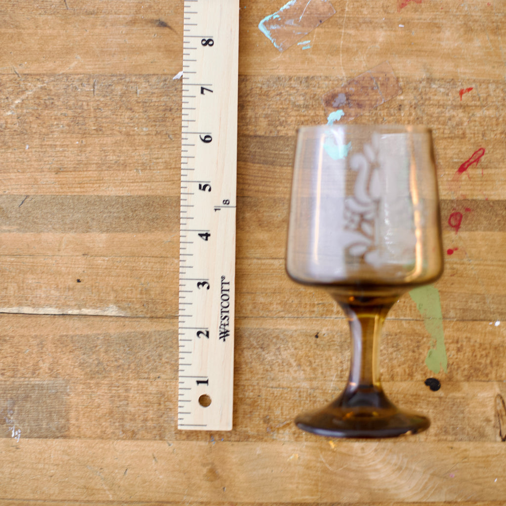 Three Vintage Smoky Brown Tinted Goblets
