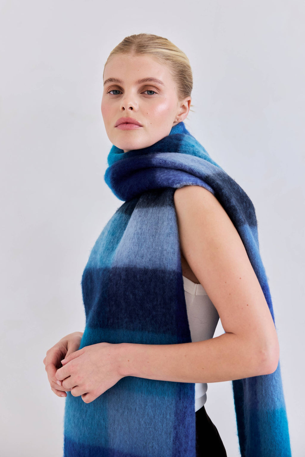 The Reykjavik Scarf - 100% Recycled - Blue Check