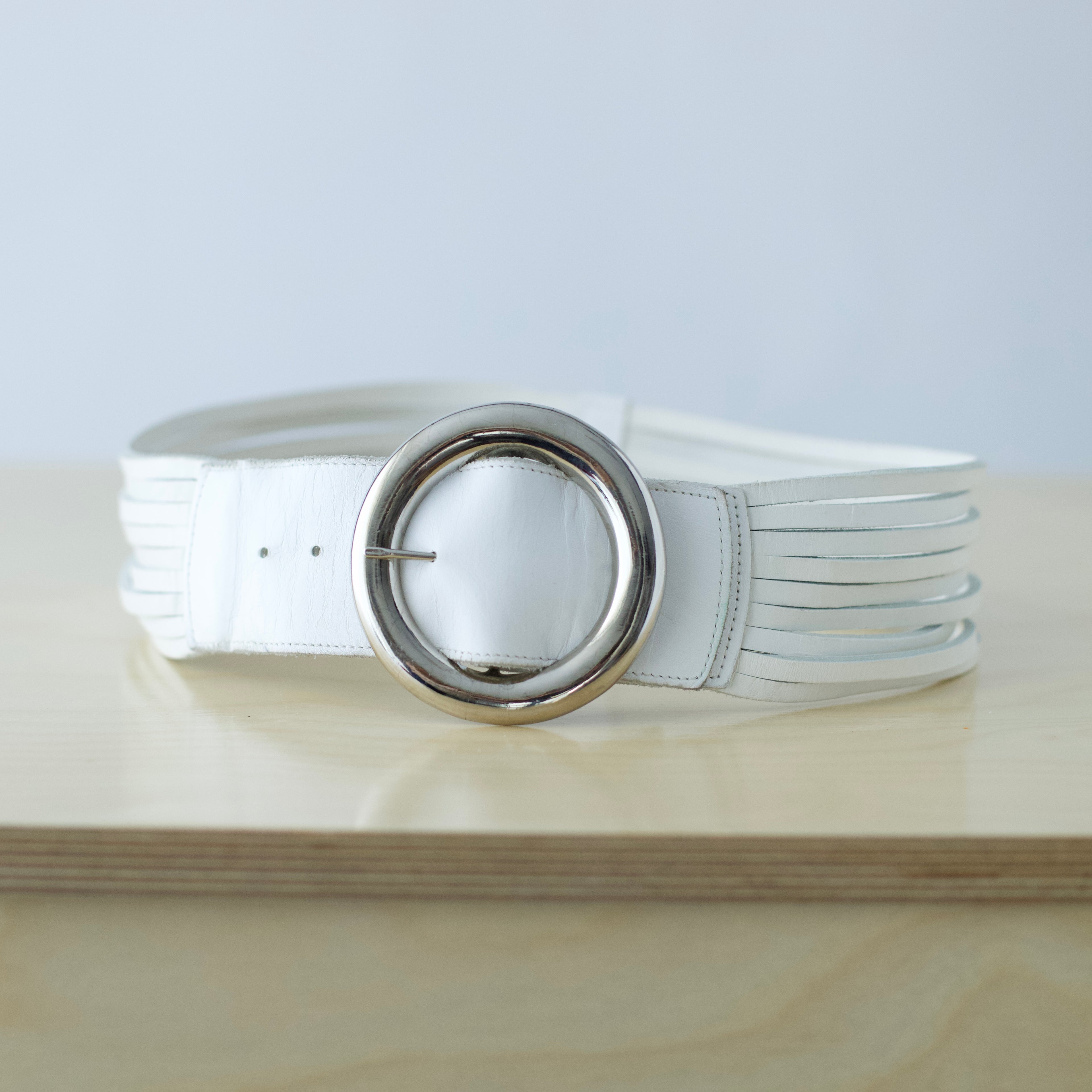 XS/S Vintage white leather multi-strand belt by Joan & David