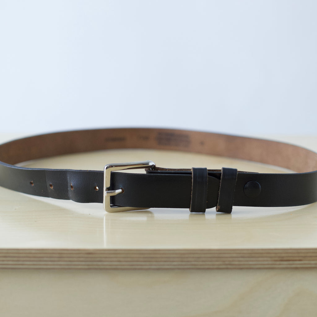 XL Vintage uniform wear black genuine leather belt with silver buckle
