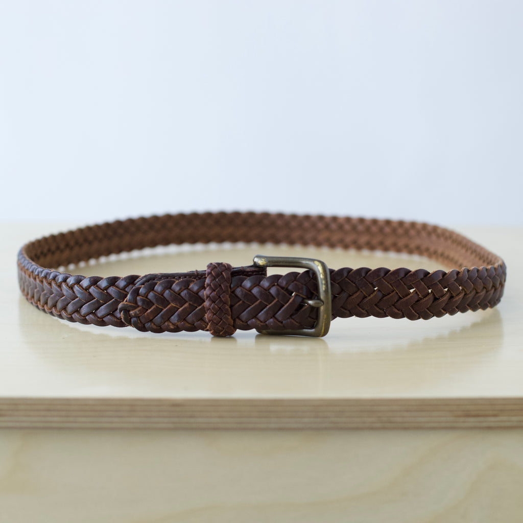 XL/XXL Vintage Orvis genuine leather dark brown braided belt