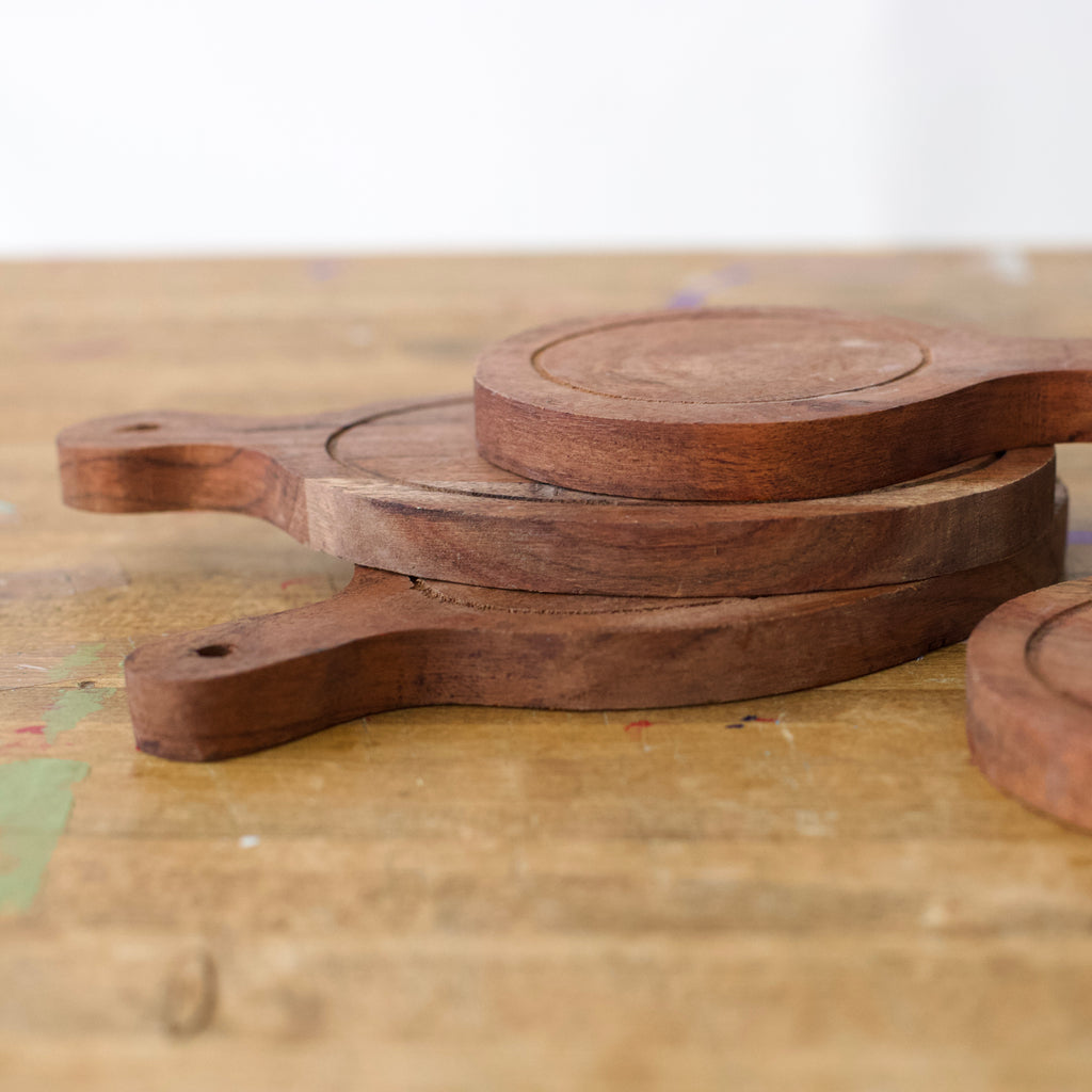 Set of Round Wooden Mini Serving Boards