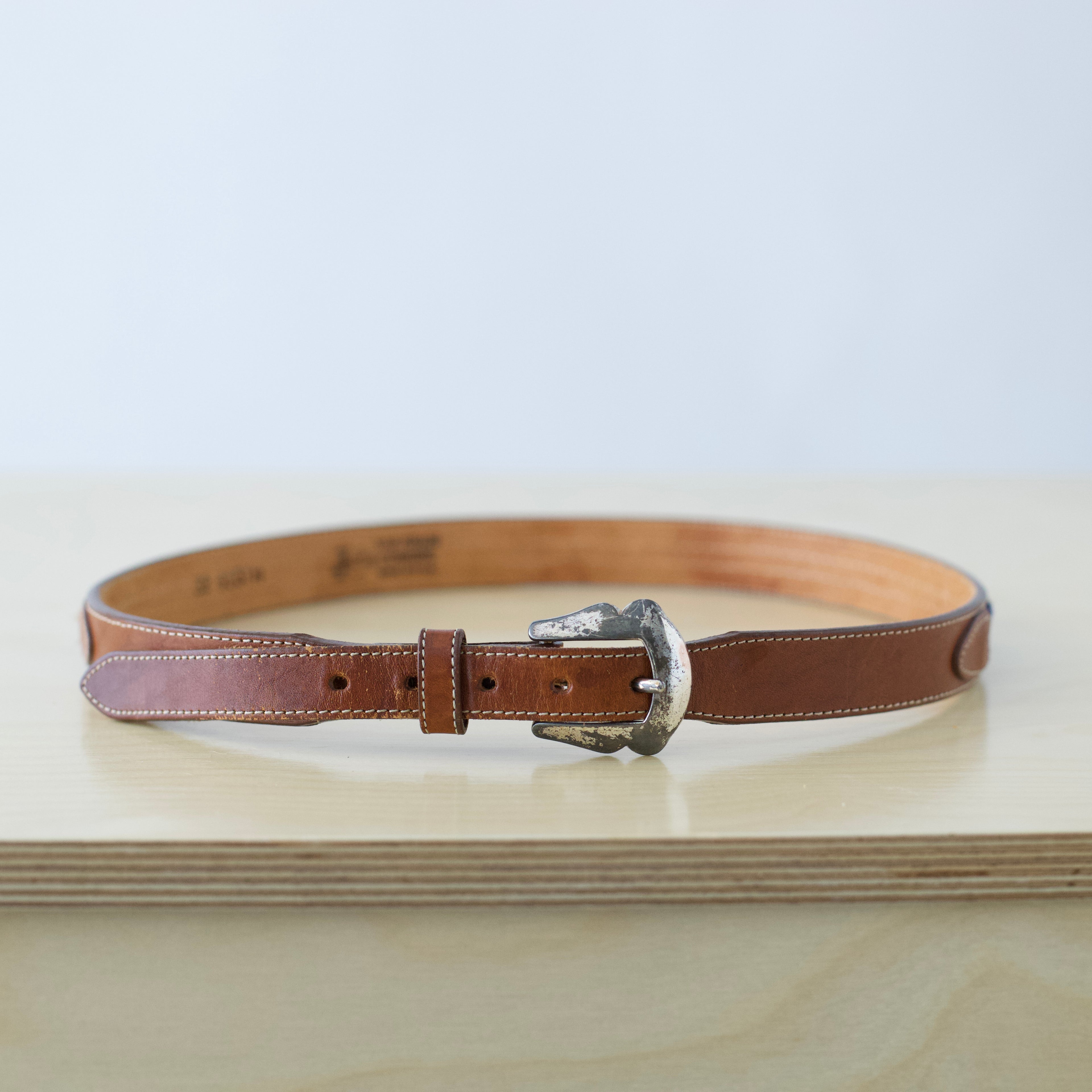 M Vintage western genuine leather beaded belt