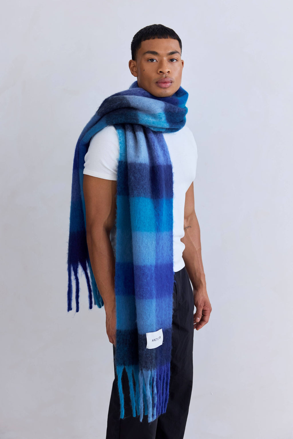 The Reykjavik Scarf - 100% Recycled - Blue Check