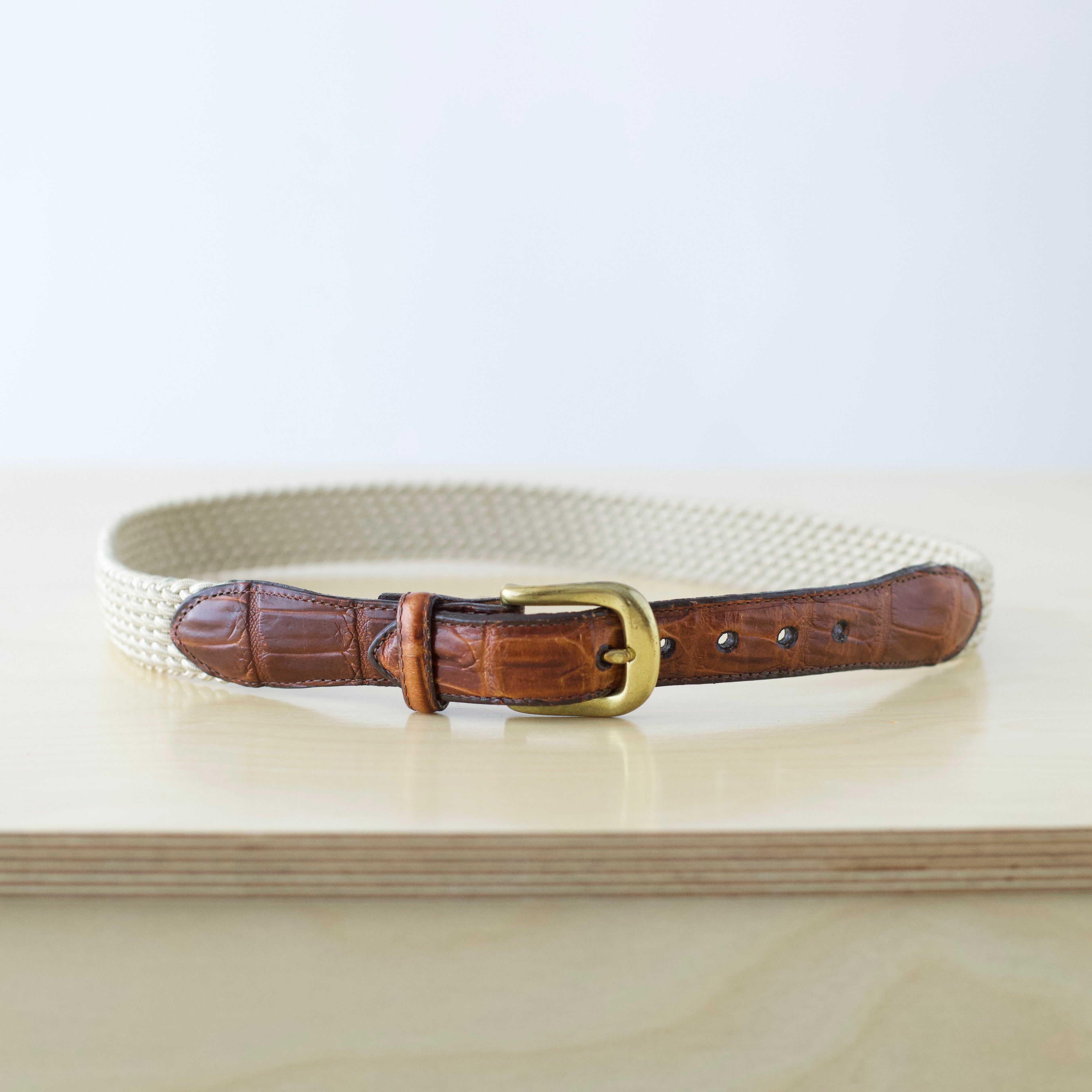 Kids L/XL Brighton elastic cord and crock-embossed leather belt