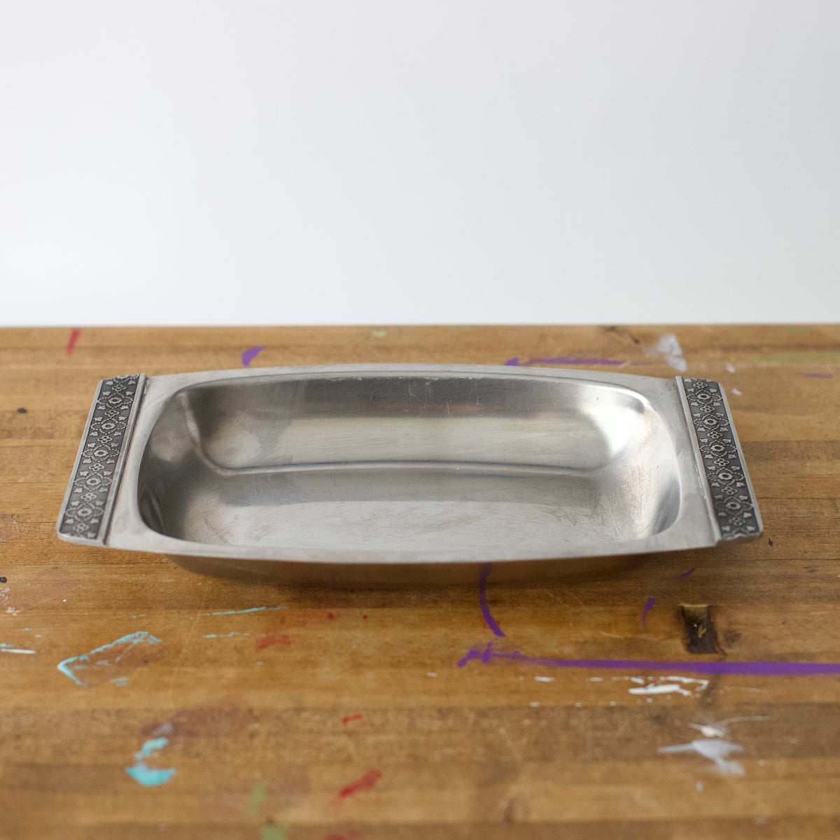 Vintage 1970 International Decorator Stainless Steel Tray