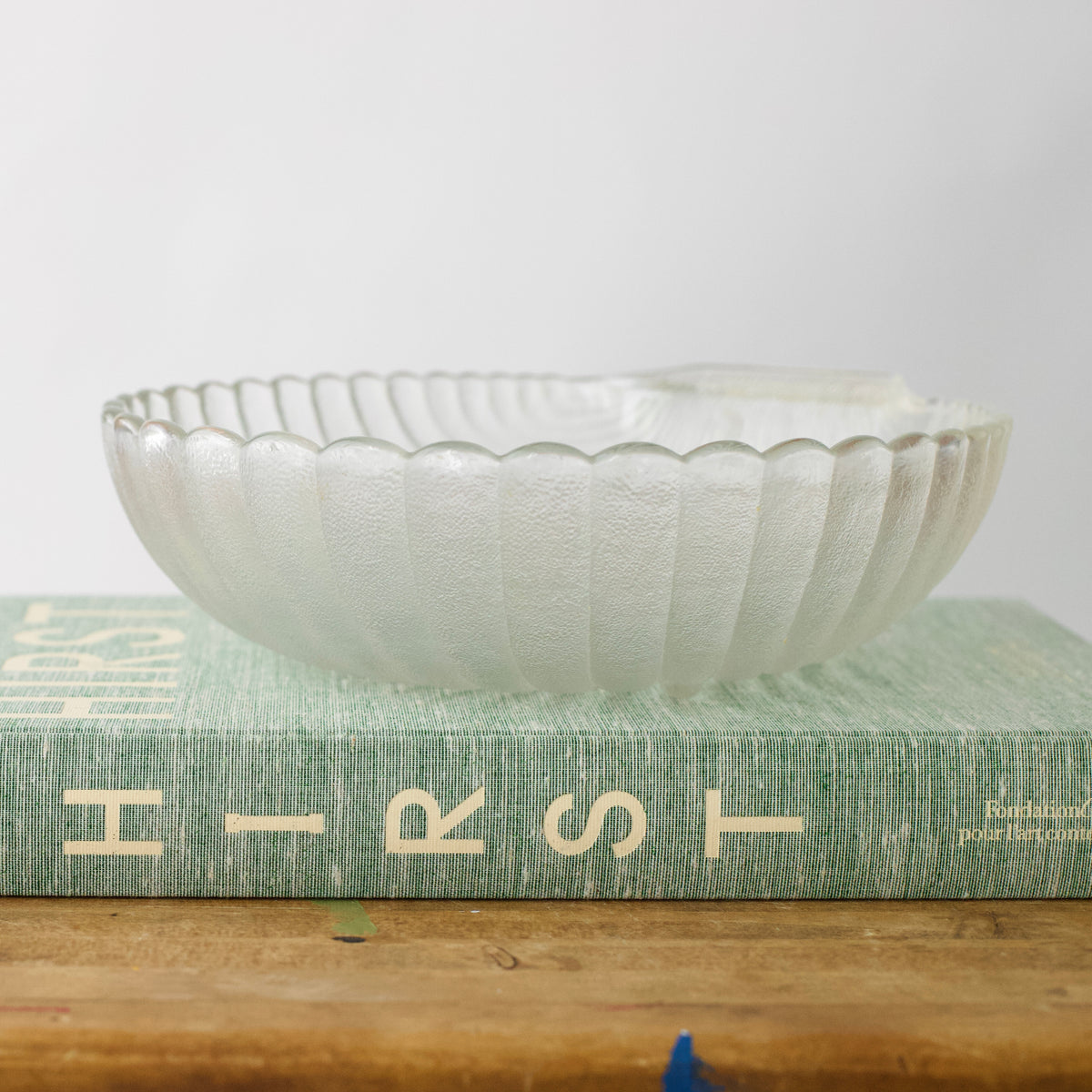 Vintage Arcoroc France Frosted Glass Shell Bowl