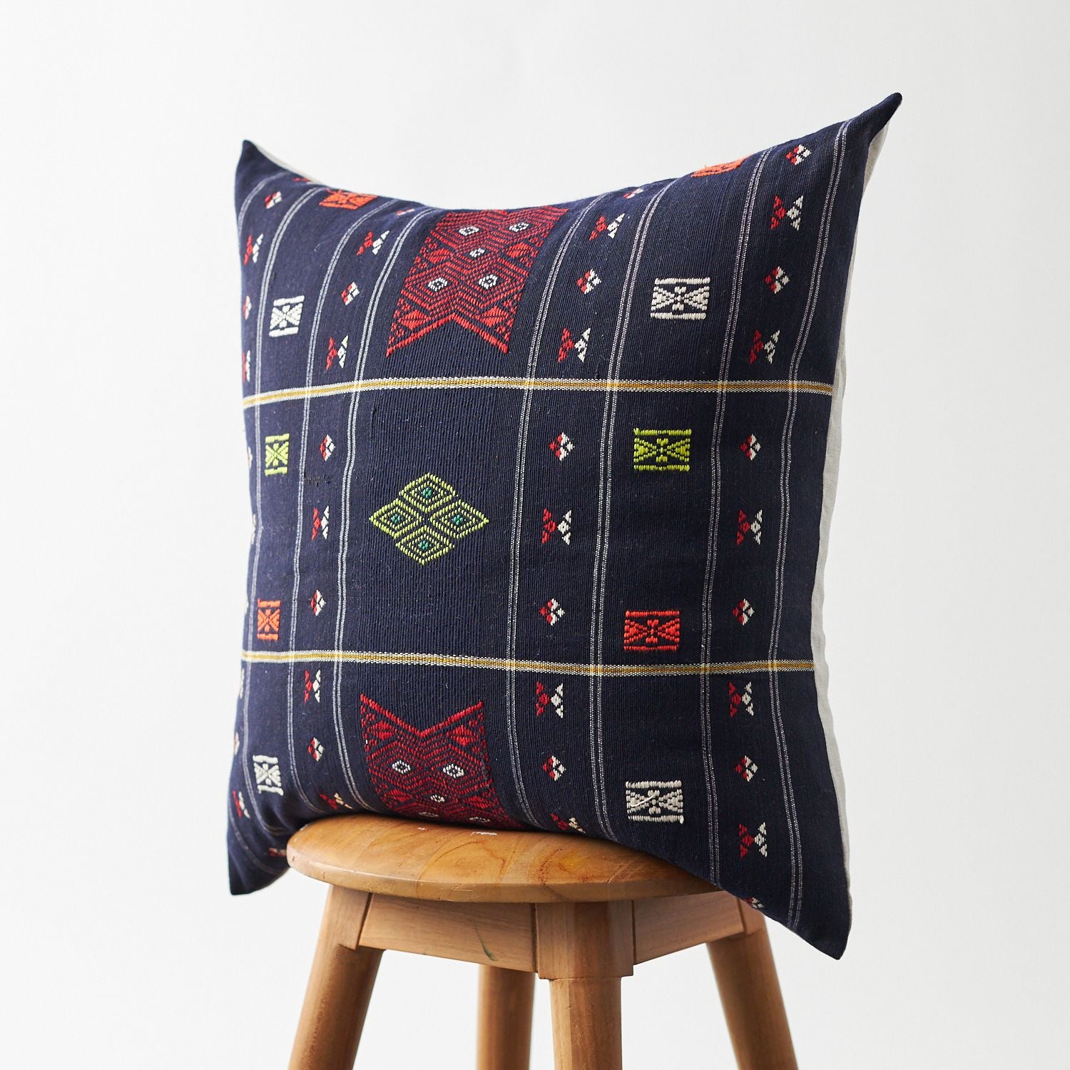 Handwoven Naga Hmong Navy Pillow Cover 20"x20"