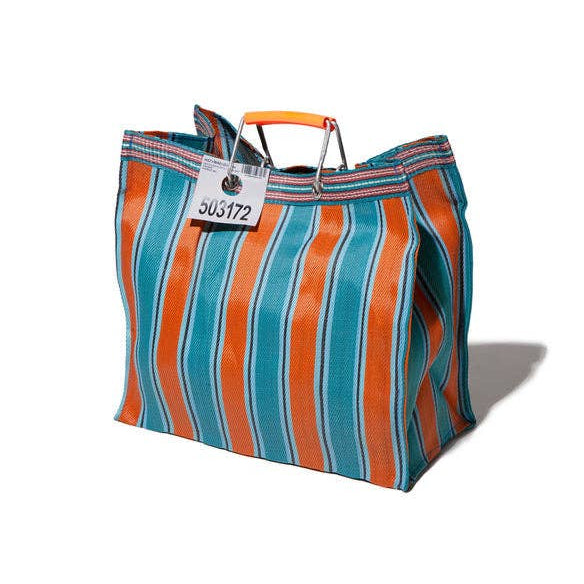 Recycled Plastic Stripe Bag - Orange & Blue