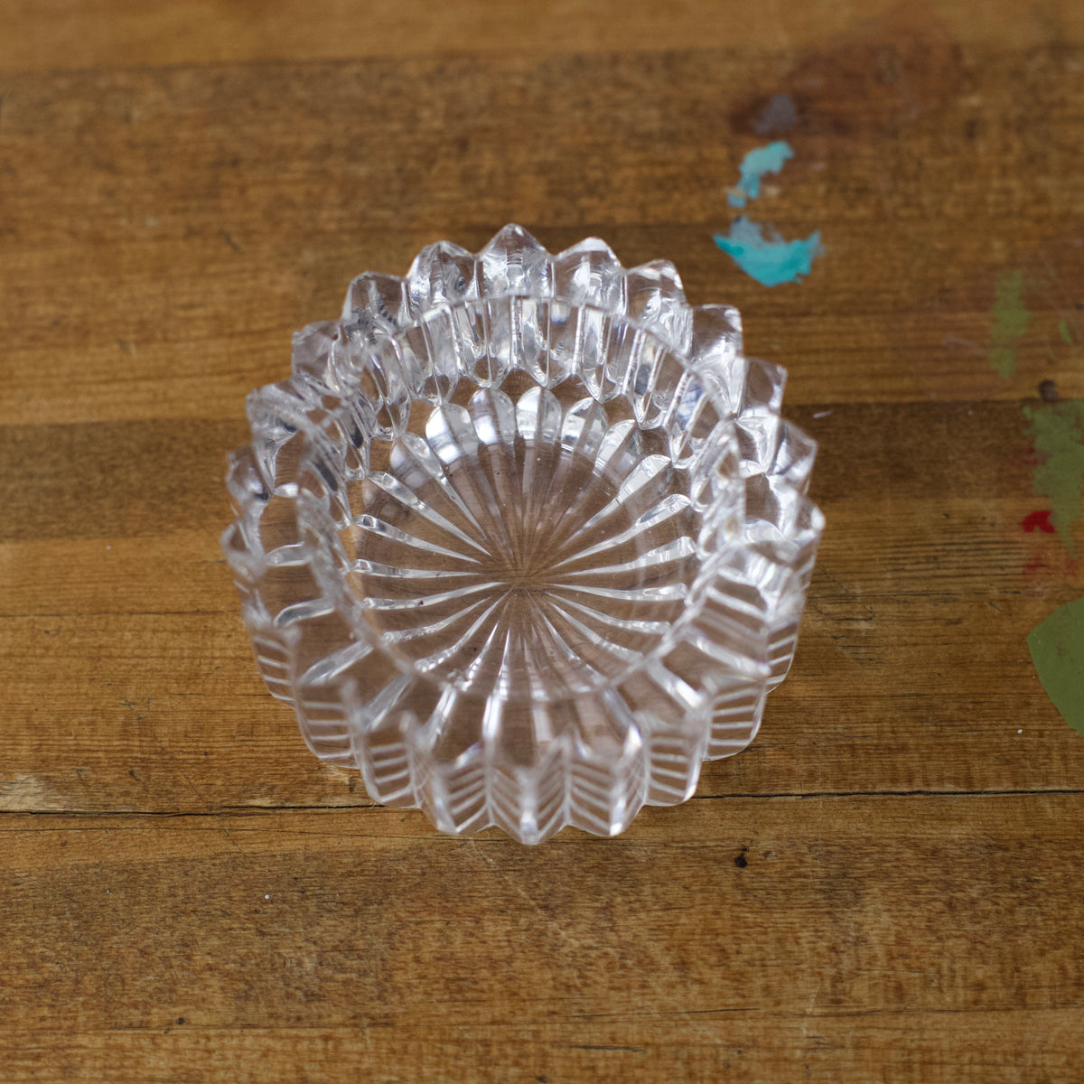 Vintage Heavy Cut-Crystal Votive Or Ashtray