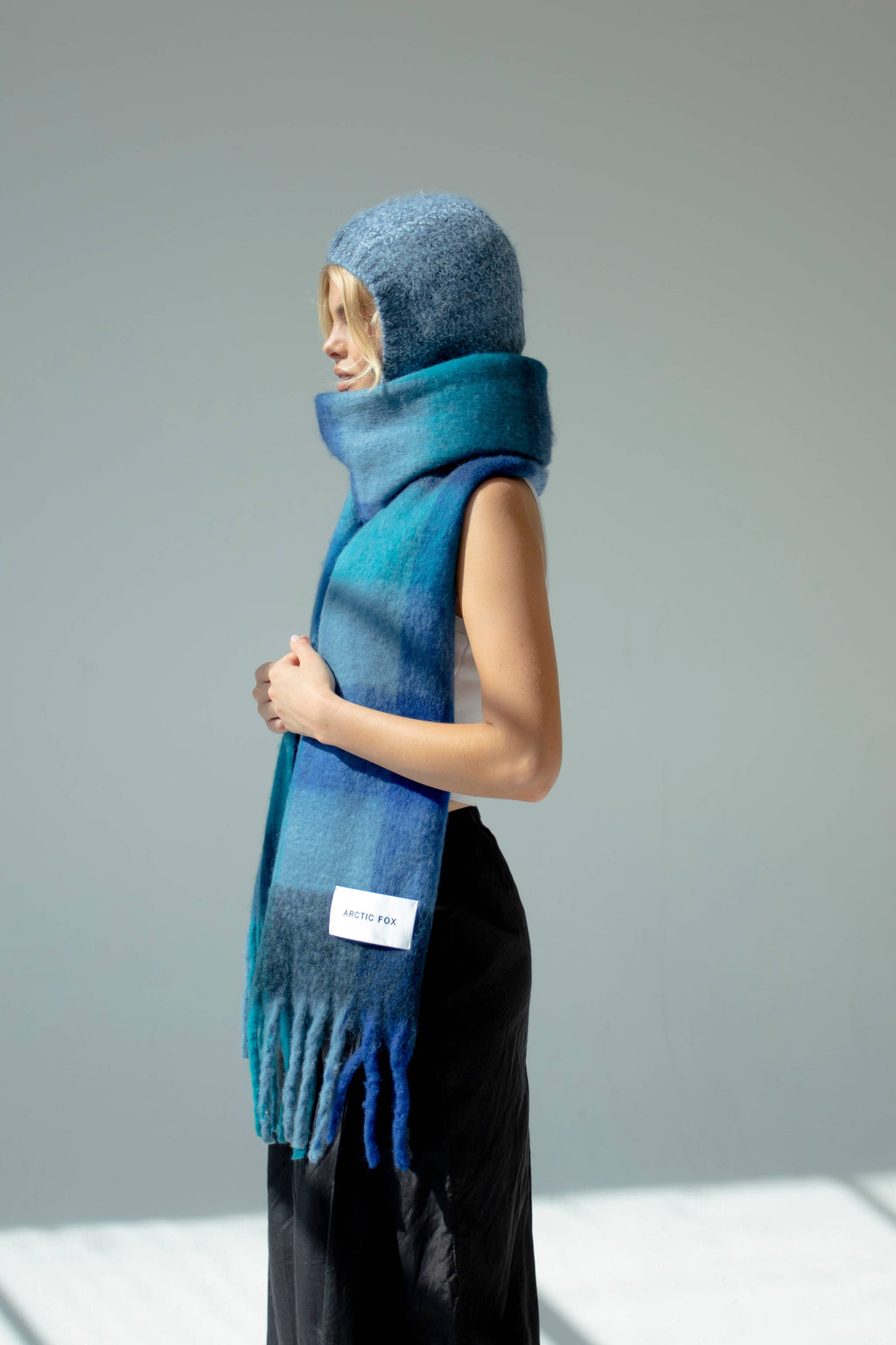 Alpaca Balaclava Fitted Hood - Glacier Blue