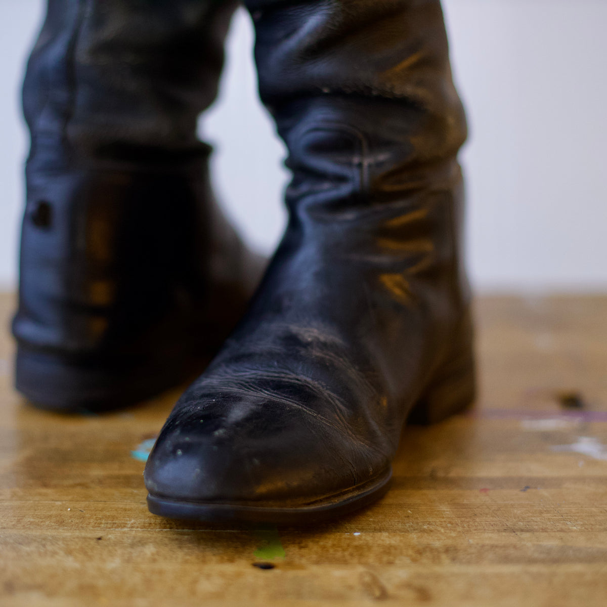 Vintage Biltrite Patina Black Leather Riding Boots 7-7.5W