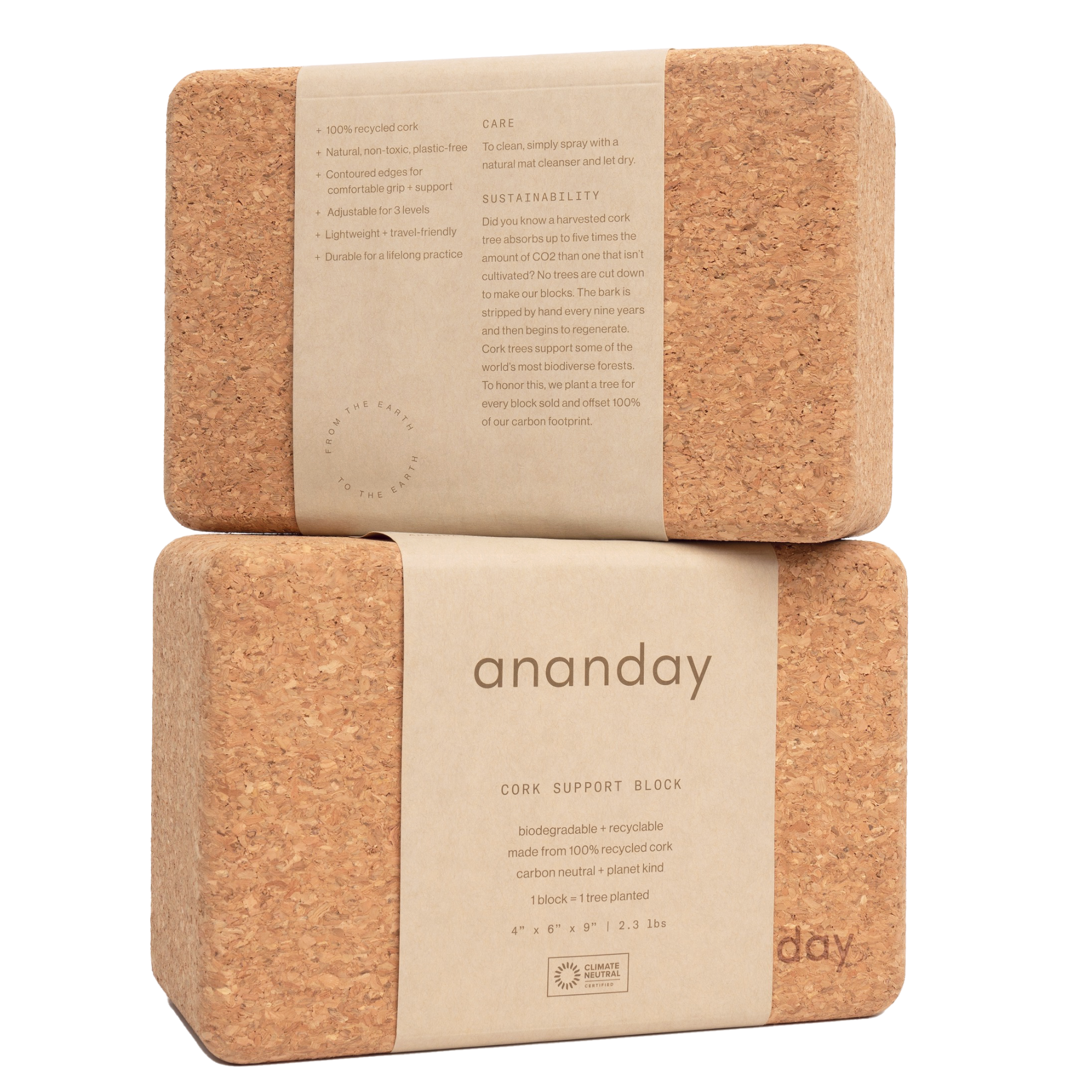 Ananday Cork Yoga Block Set