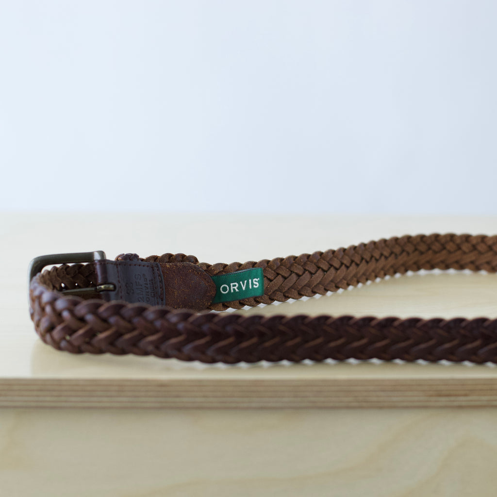 XL/XXL Vintage Orvis genuine leather dark brown braided belt