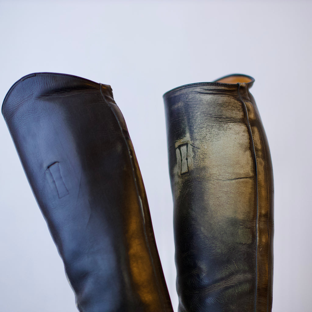 Vintage Biltrite Patina Black Leather Riding Boots 7-7.5W