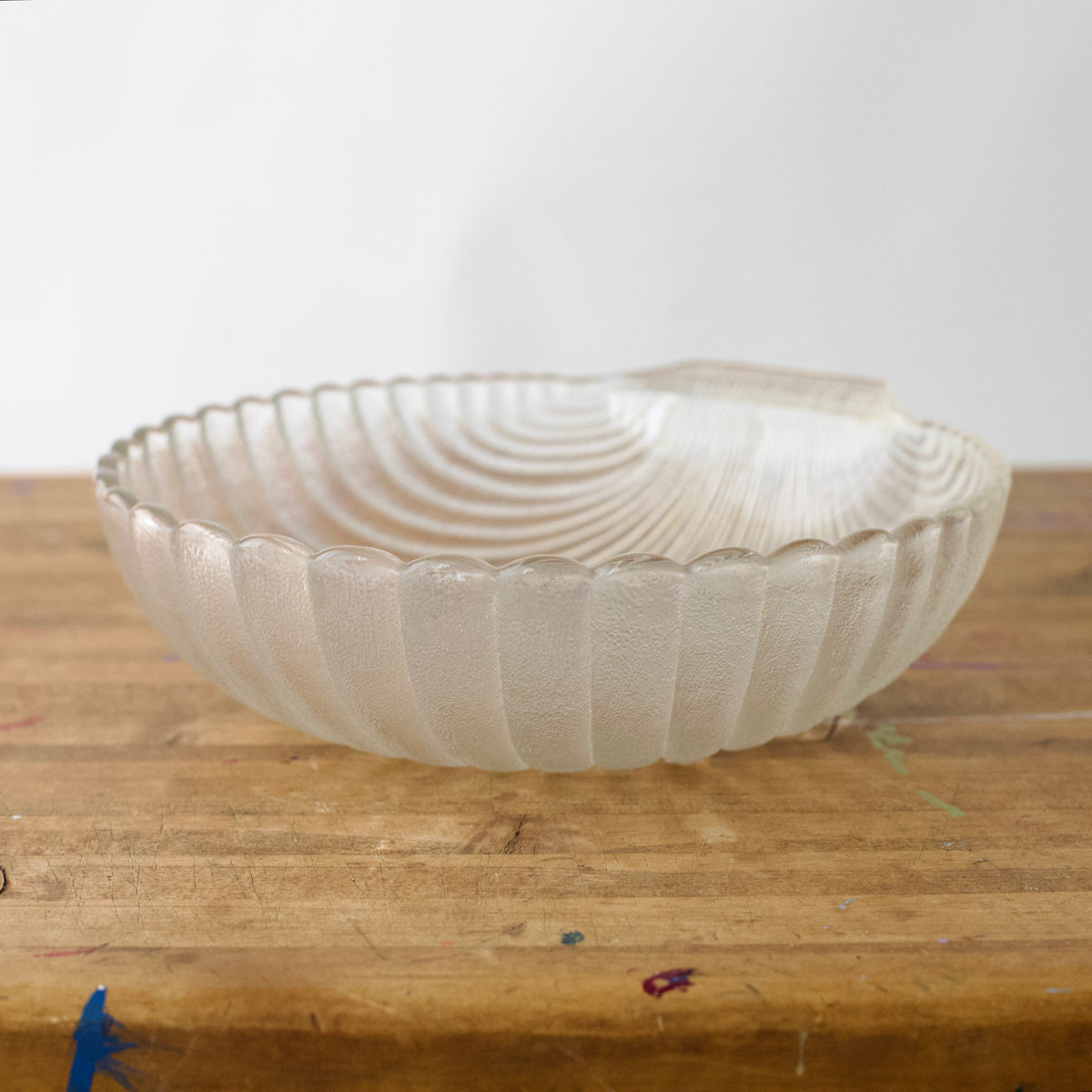 Vintage Arcoroc France Frosted Glass Shell Bowl