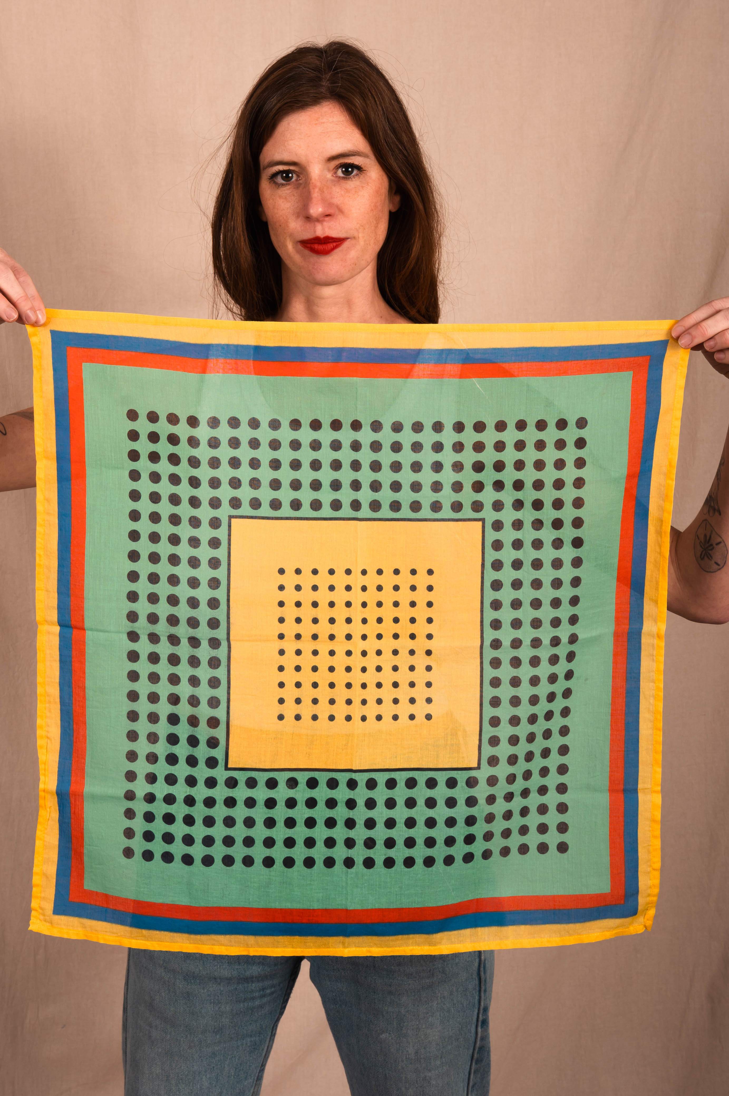 DUSHYANT. Archie Bandana No. 25 - Dots on Yellow and Neon Green