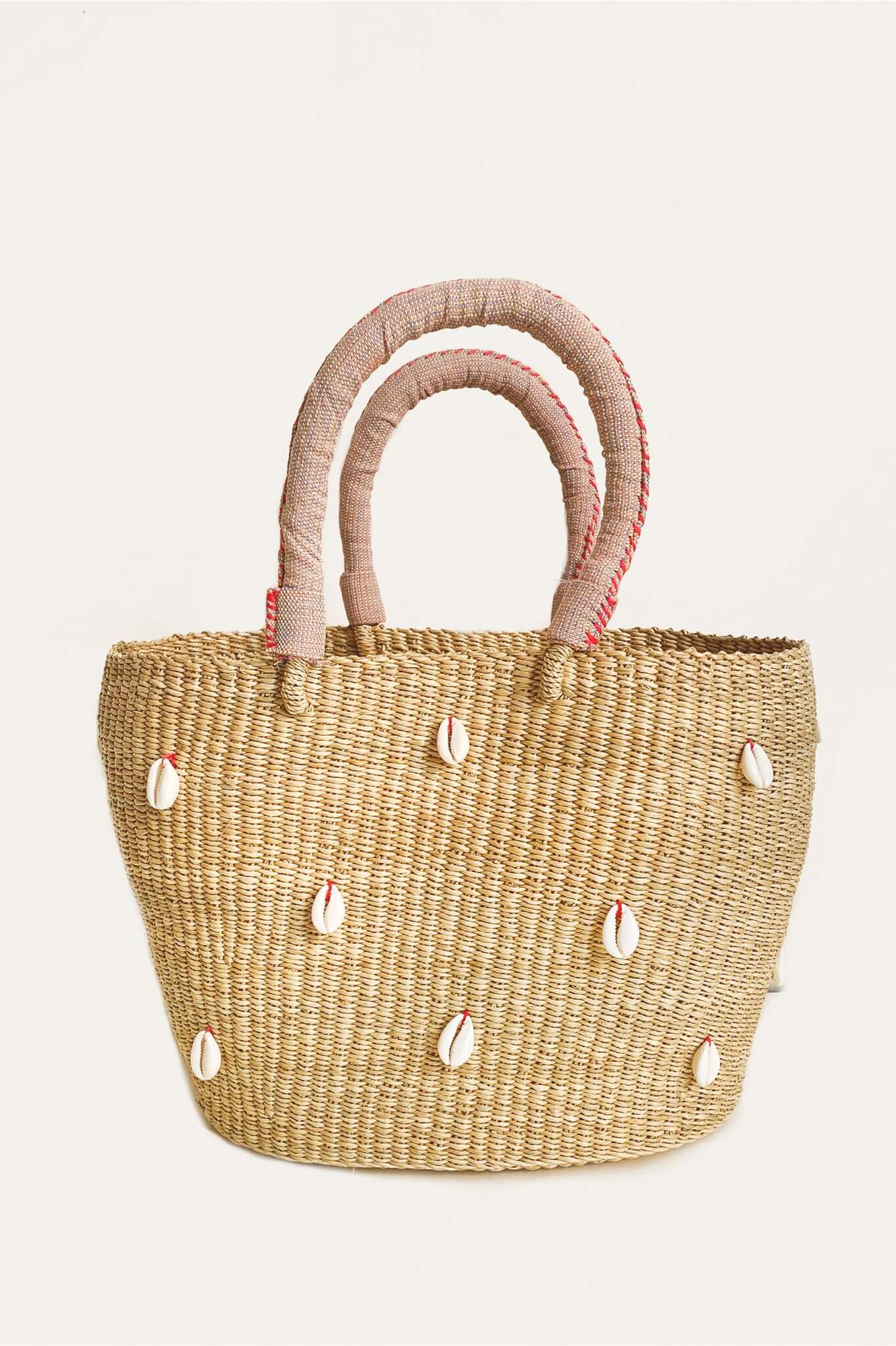 Indego Africa Cowrie Bolga Tote Pink
