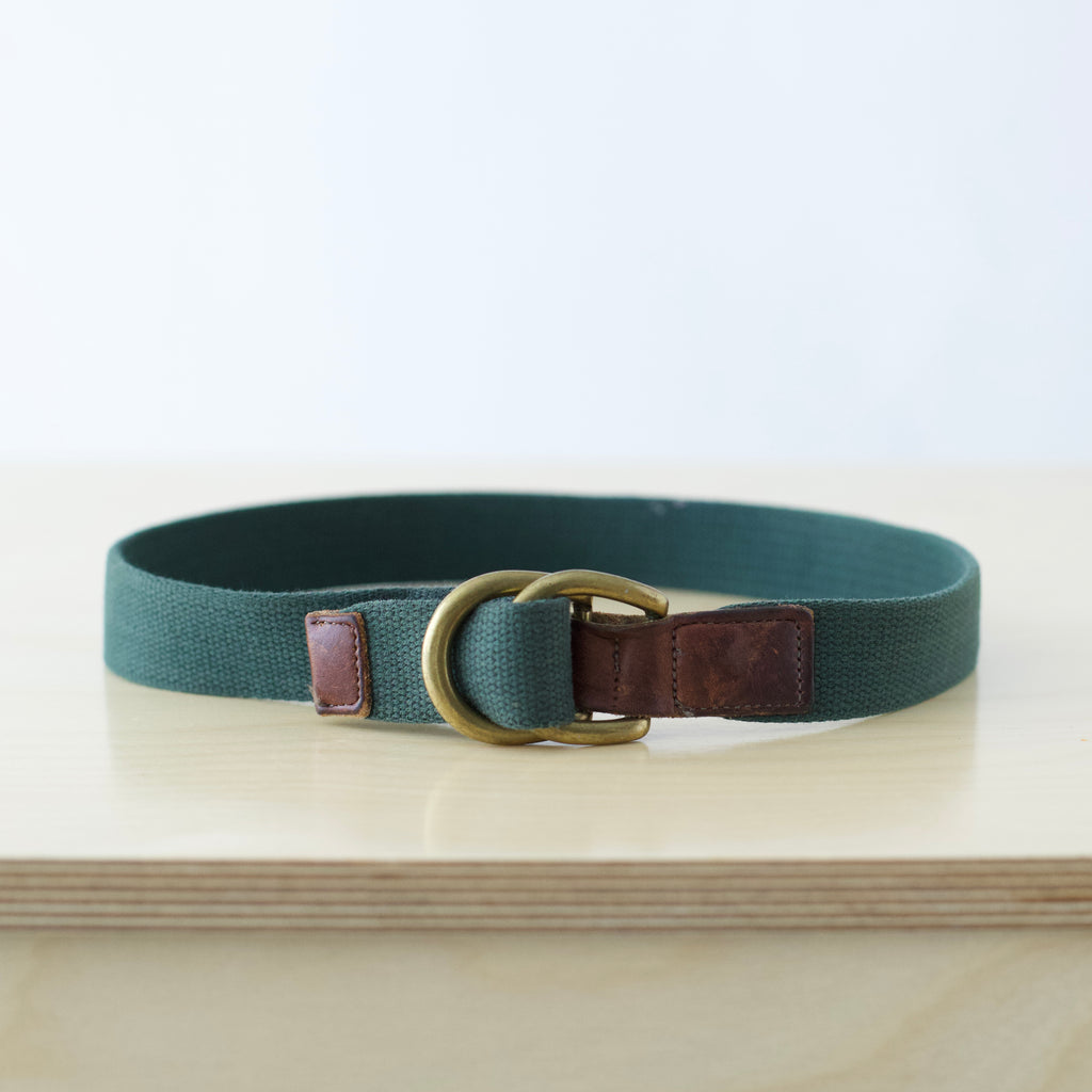 Kids M Vintage Patagonia double up belt dark green and brown leather