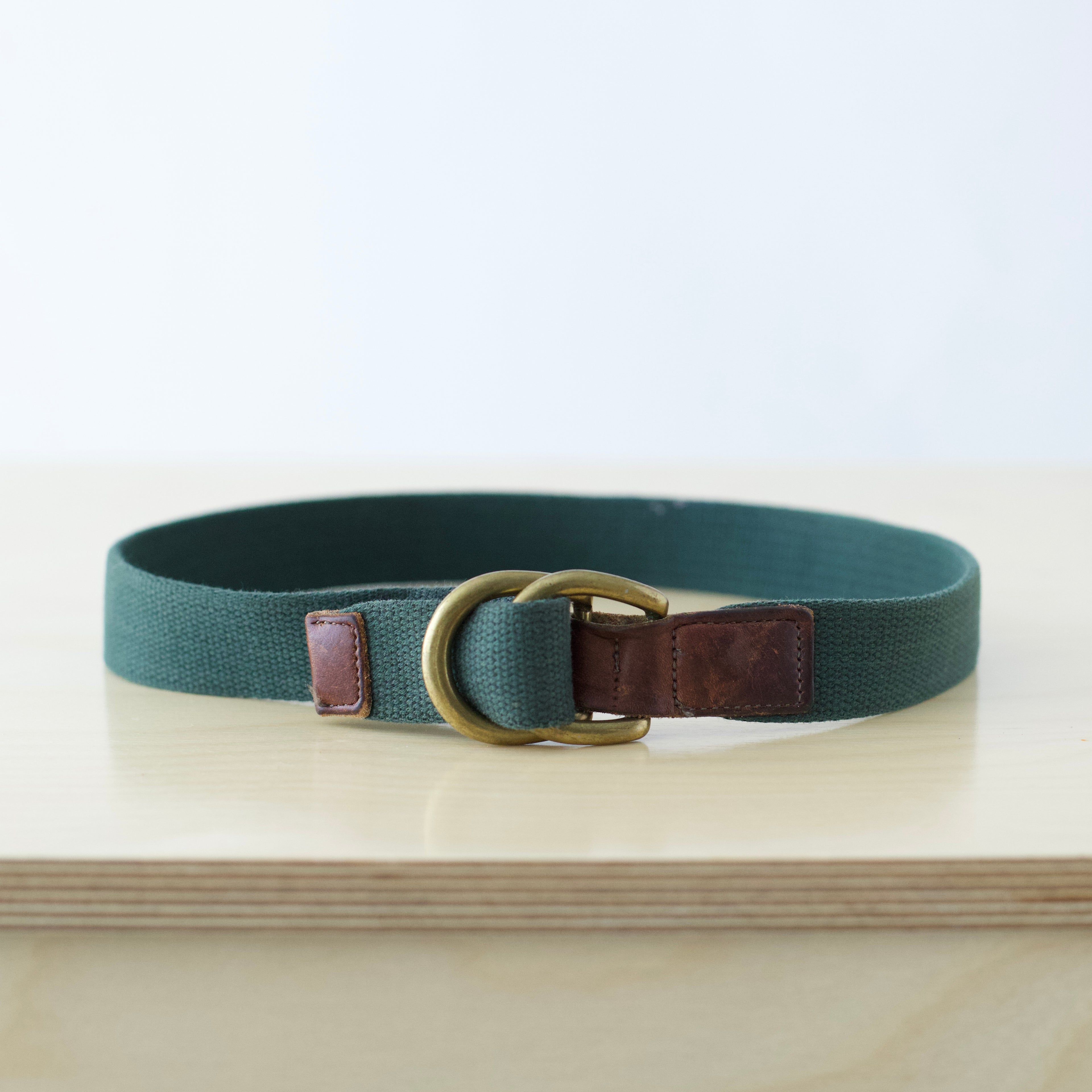 Kids M Vintage Patagonia double up belt dark green and brown leather
