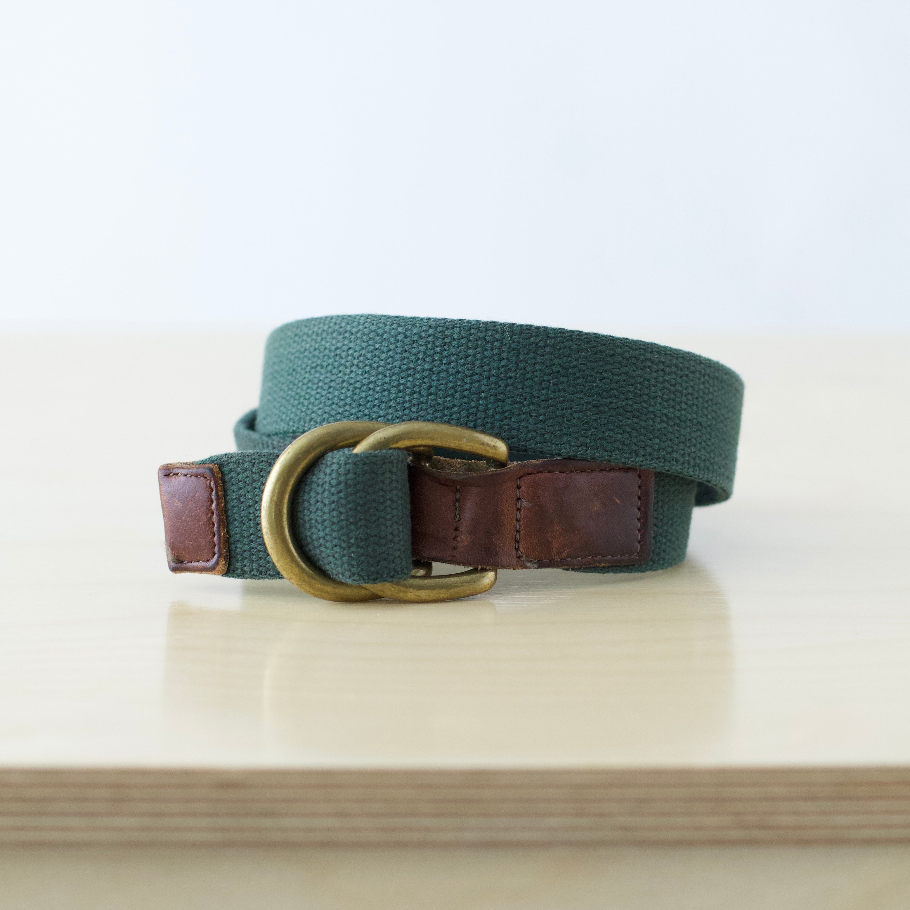 Kids M Vintage Patagonia double up belt dark green and brown leather