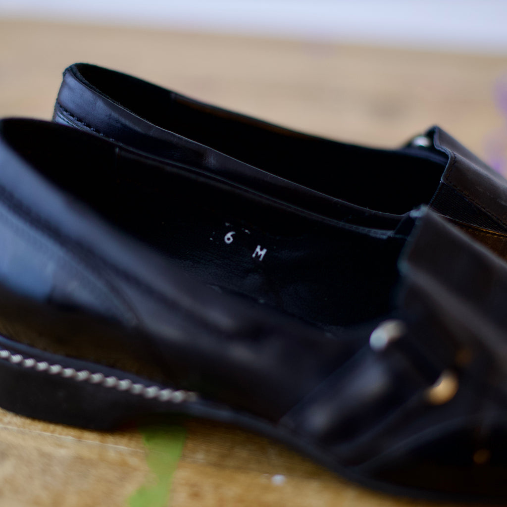 Vintage Meucci Italy Black Leather Loafers 6W